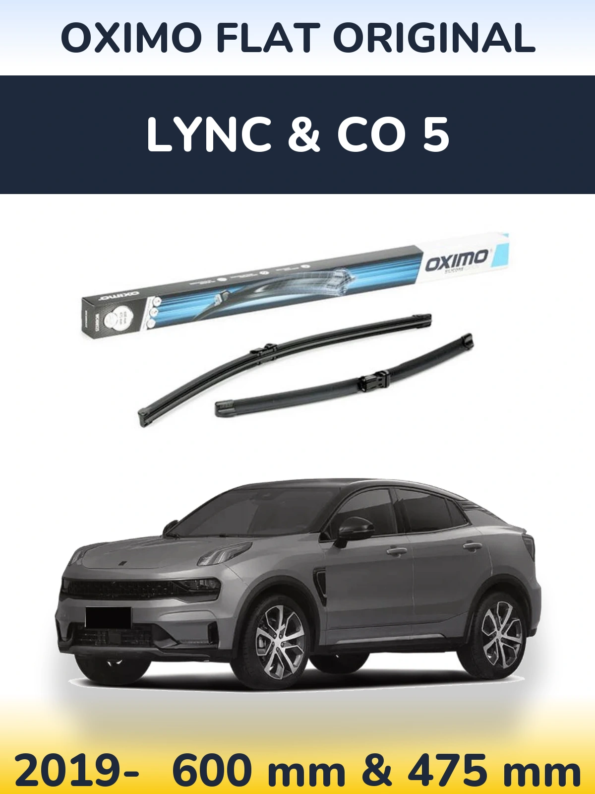 Комплект передніх щіток Oximo Flat Original 600 & 475 мм для Lync & Co 5 2019-2026