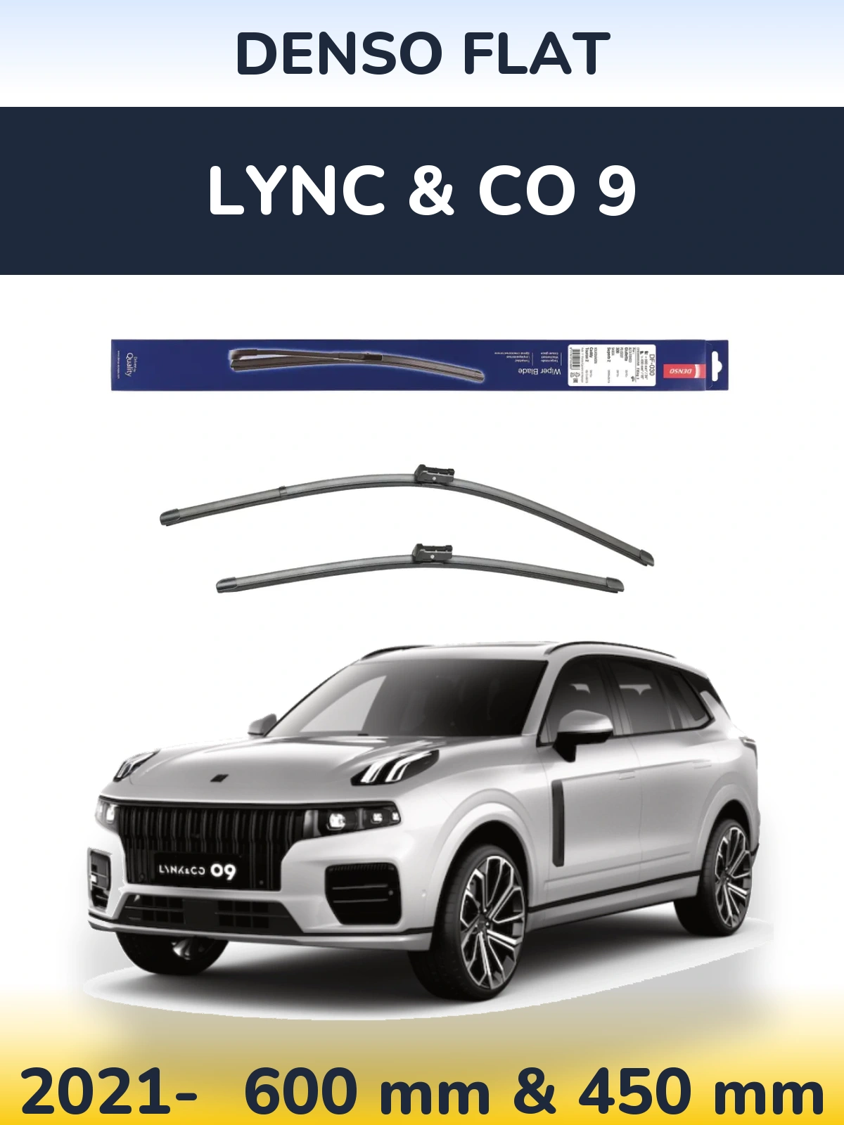 Sada předních stěračů Denso Flat 600 a 450 mm pro Lync & Co 9 2021-2026
