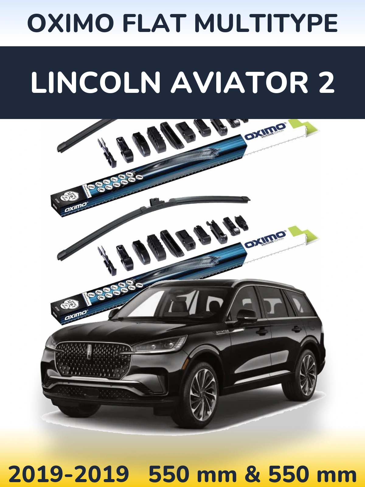Sada předních stěračů Oximo Flat MultiType 550 a 550 mm pro Lincoln Aviator 2 2019-2019