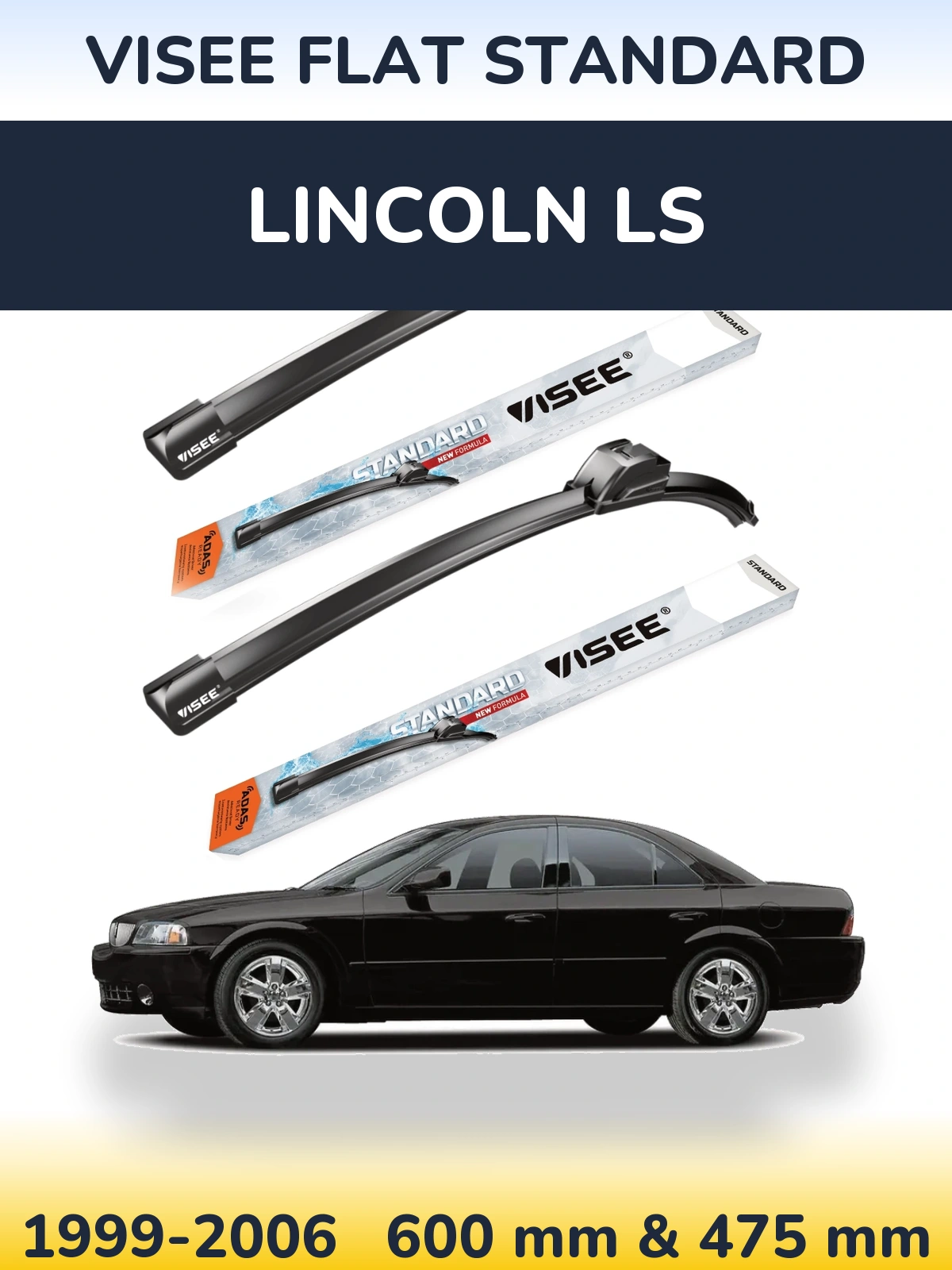 Sada předních stěračů VISEE FLAT STANDARD 600 a 475 mm pro Lincoln LS 1999-2006