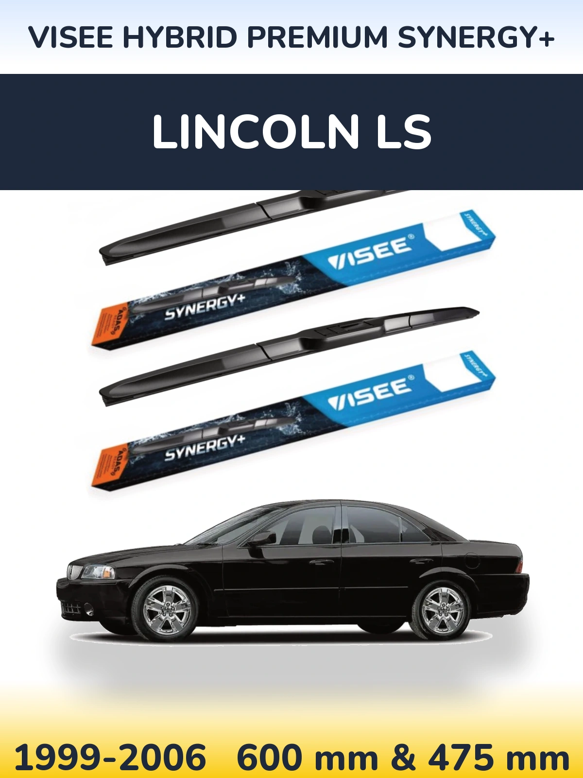 Sada předních stěračů VISEE HYBRID PREMIUM SYNERGY+ 600 a 475 mm pro Lincoln LS 1999-2006