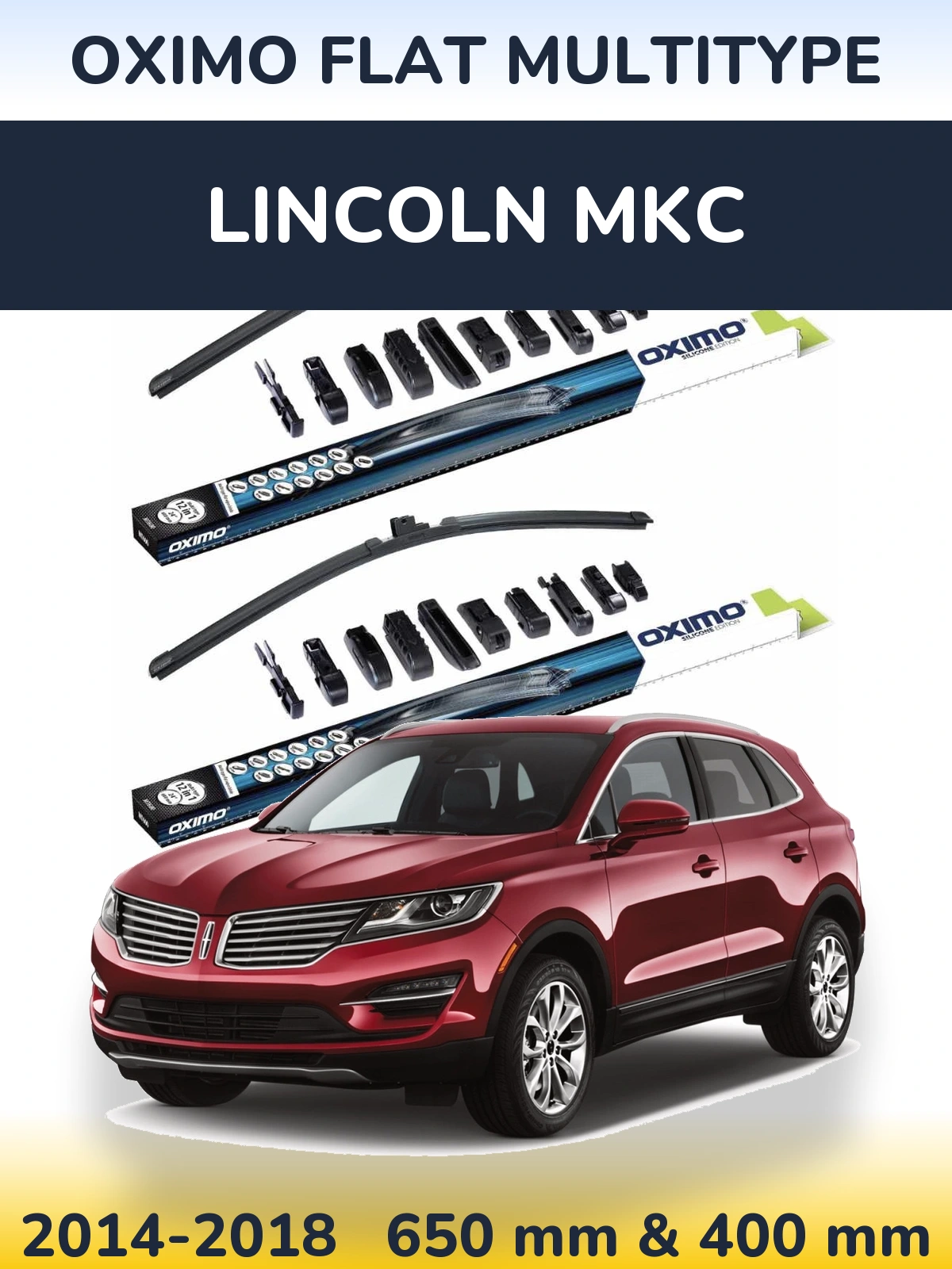 Sada předních stěračů Oximo Flat MultiType 650 a 400 mm pro Lincoln MKC 2014-2018