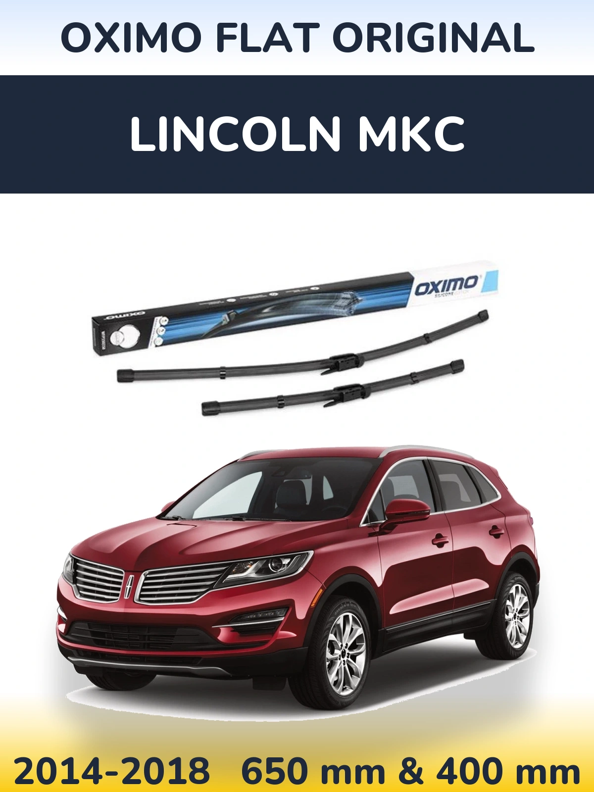 Sada předních stěračů Oximo Flat Original 650 a 400 mm pro Lincoln MKC 2014-2018