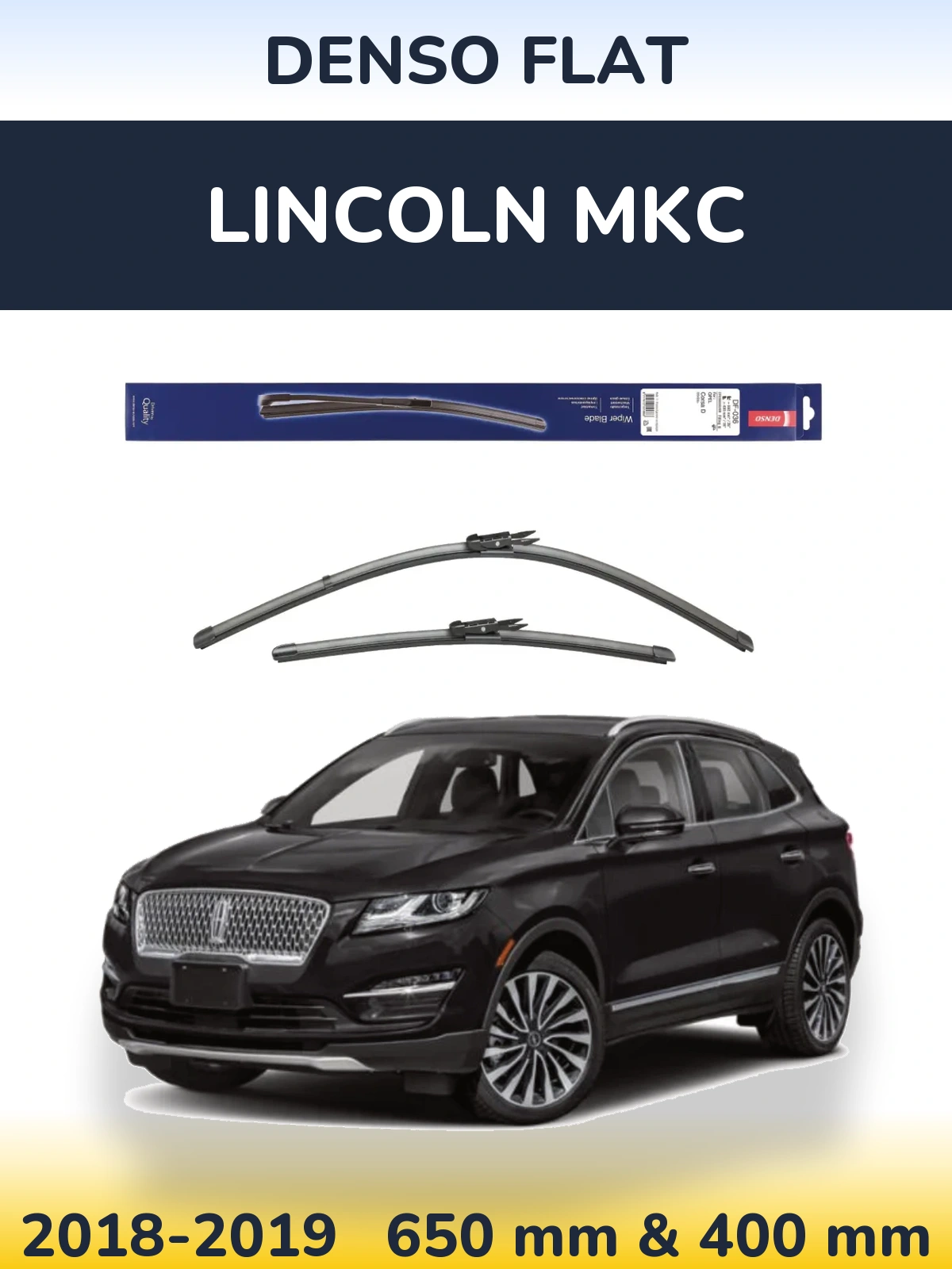 Sada předních stěračů Denso Flat 650 a 400 mm pro Lincoln MKC 2018-2019