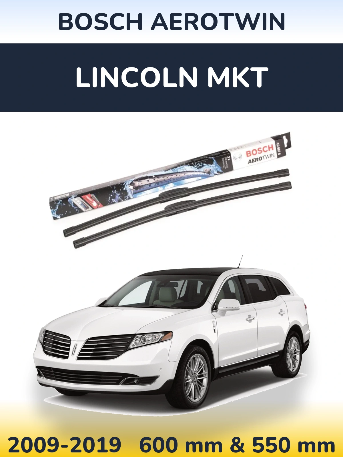 Комплект передніх щіток BOSCH AeroTwin 600 & 550 мм для Lincoln MKT 2009-2019