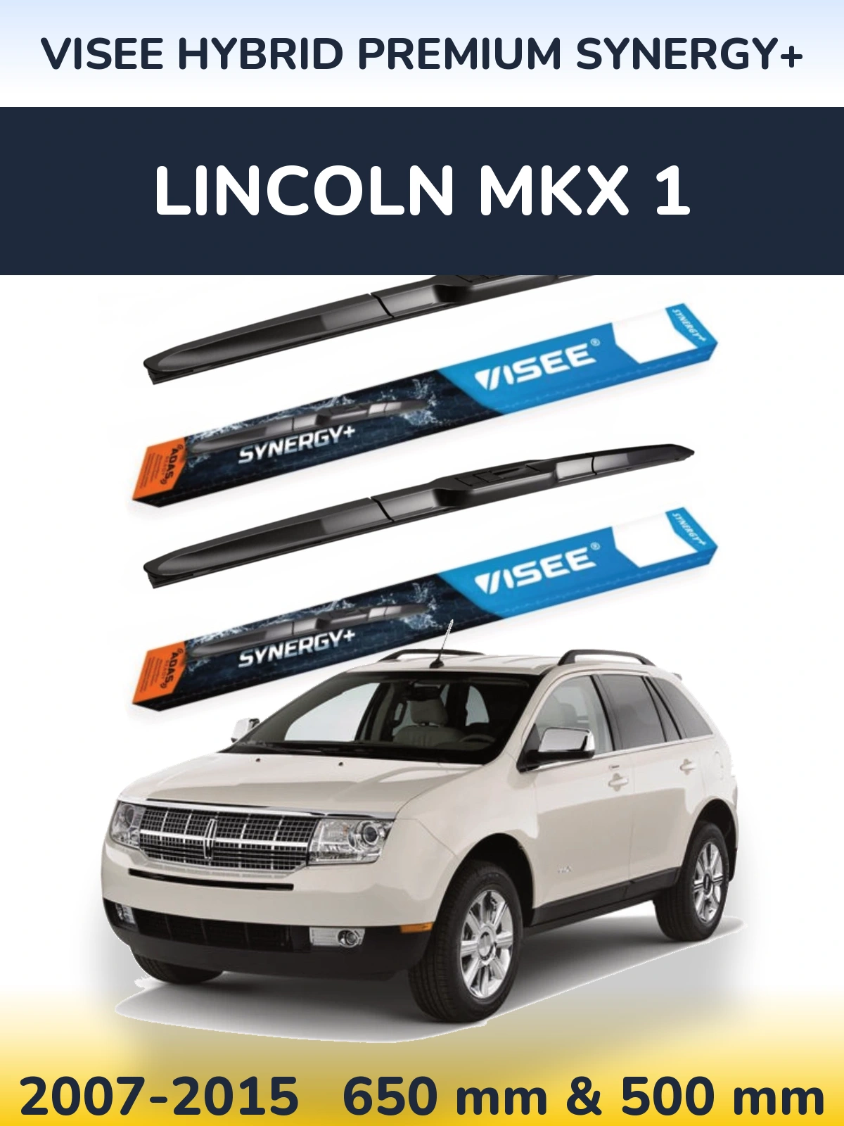 Sada předních stěračů VISEE HYBRID PREMIUM SYNERGY+ 650 a 500 mm pro Lincoln MKX 1 2007-2015