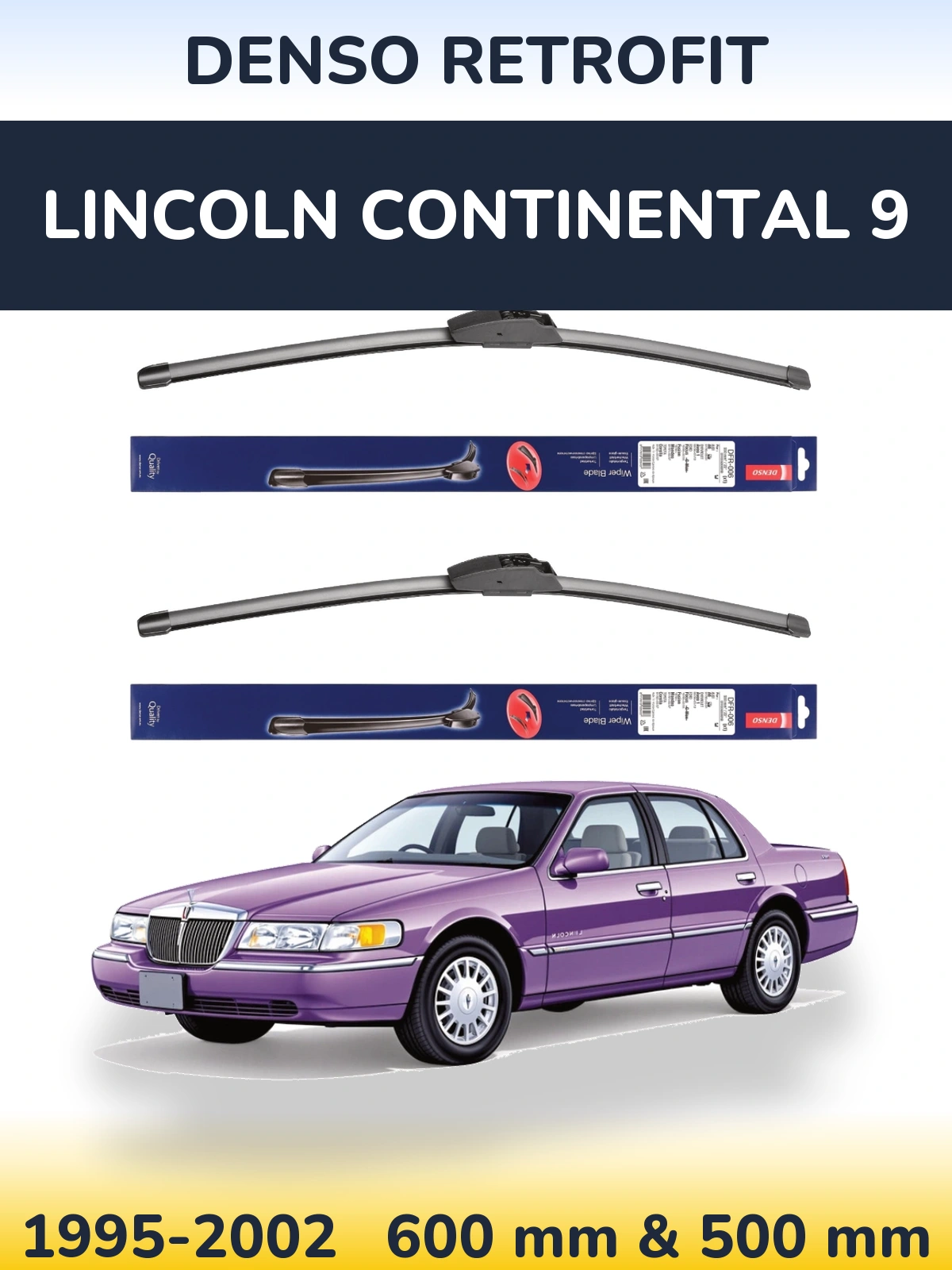 Комплект передніх щіток Denso Retrofit 600 & 500 мм для Lincoln Continental 9 1995-2002