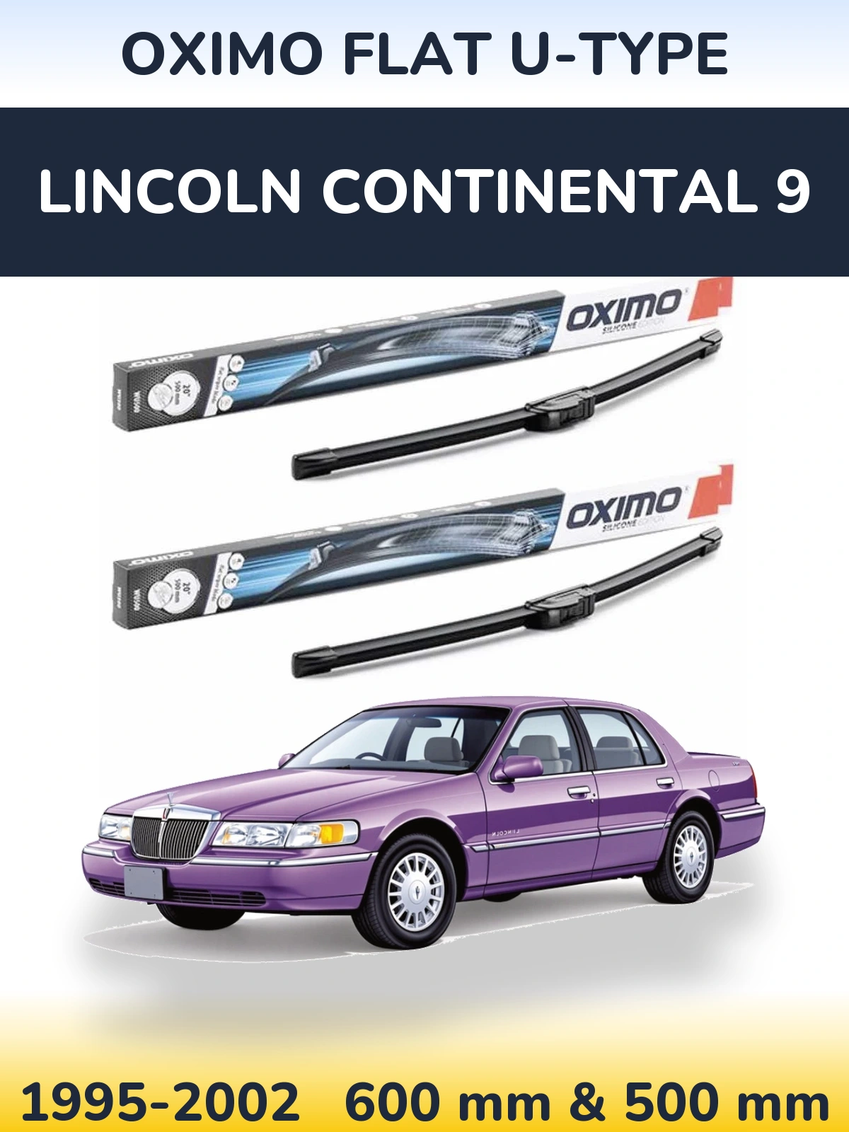 Комплект передніх щіток Oximo Flat U-type 600 & 500 мм для Lincoln Continental 9 1995-2002