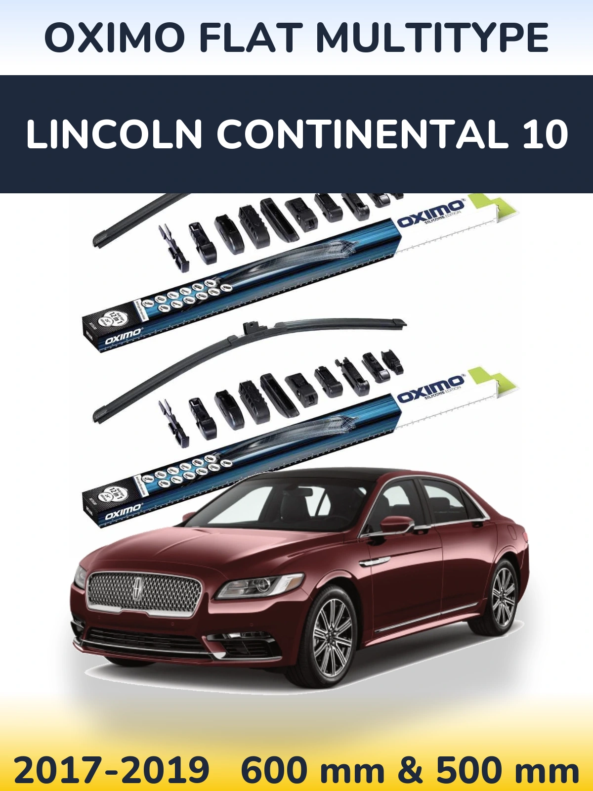 Sada předních stěračů Oximo Flat MultiType 600 a 500 mm pro Lincoln Continental 10 2017-2019