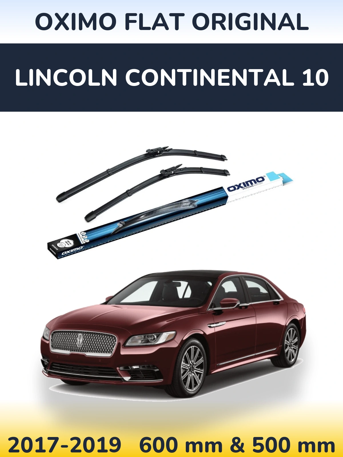 Sada předních stěračů Oximo Flat Original 600 a 500 mm pro Lincoln Continental 10 2017-2019