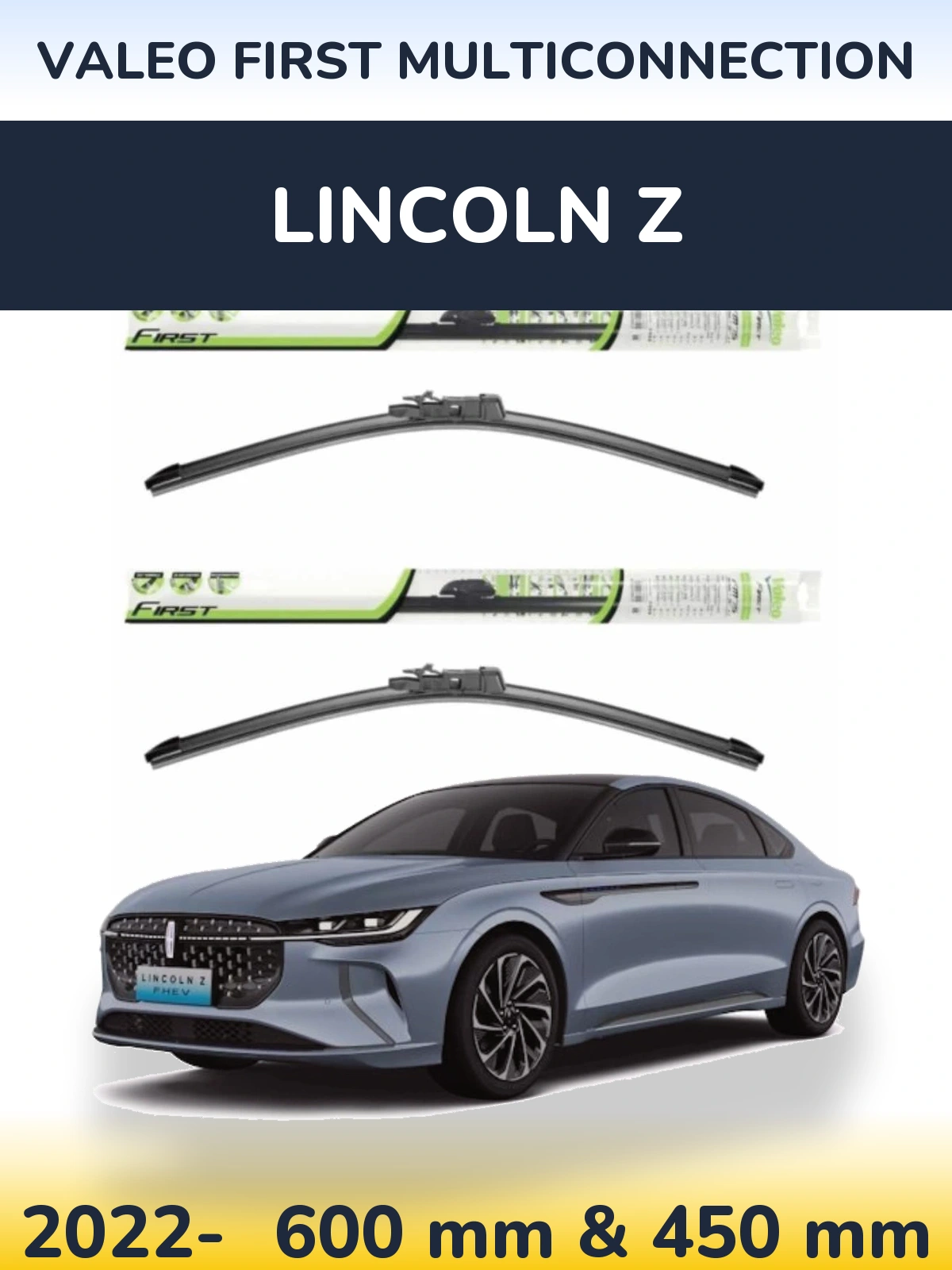 Sada předních stěračů Valeo First MultiConnection 600 a 450 mm pro Lincoln Z 2022-2026