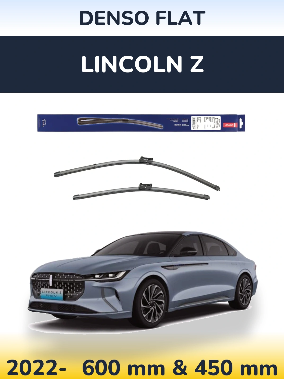 Sada předních stěračů Denso Flat 600 a 450 mm pro Lincoln Z 2022-2026