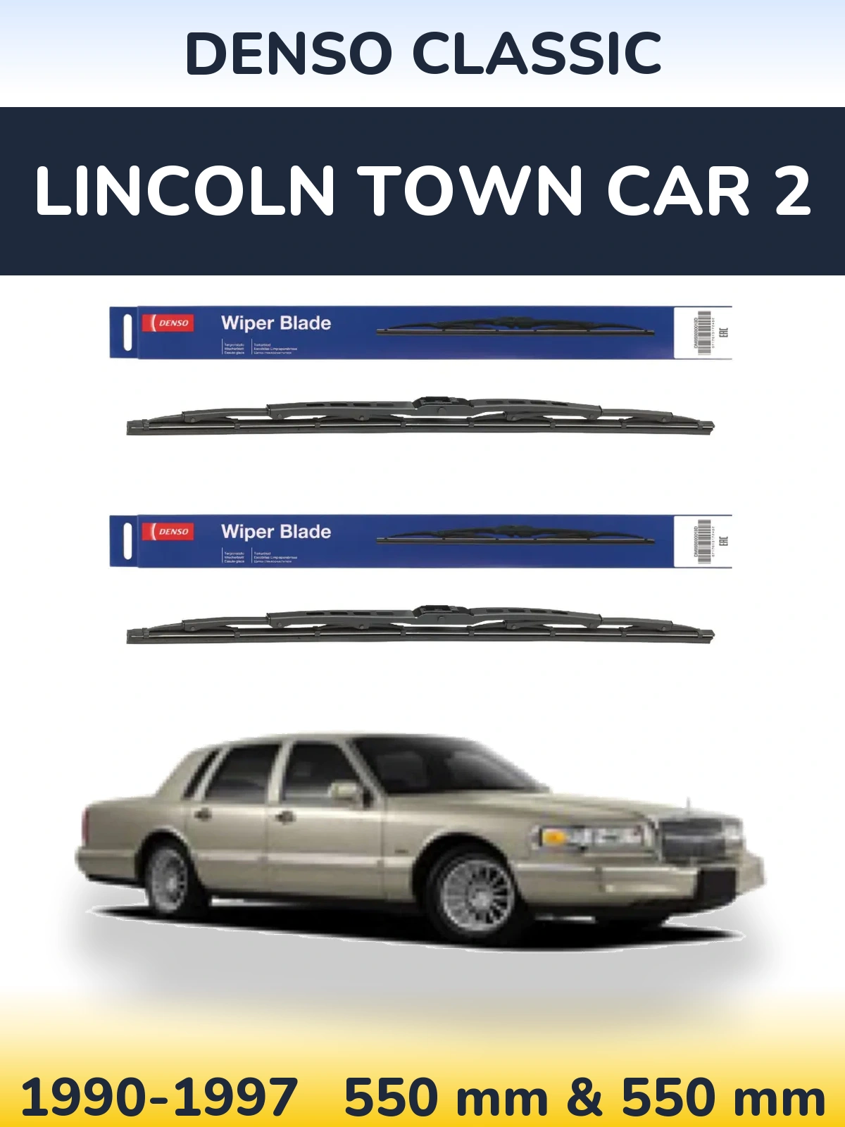 Sada předních stěračů Denso Classic 550 a 550 mm pro Lincoln Town Car 2 1990-1997