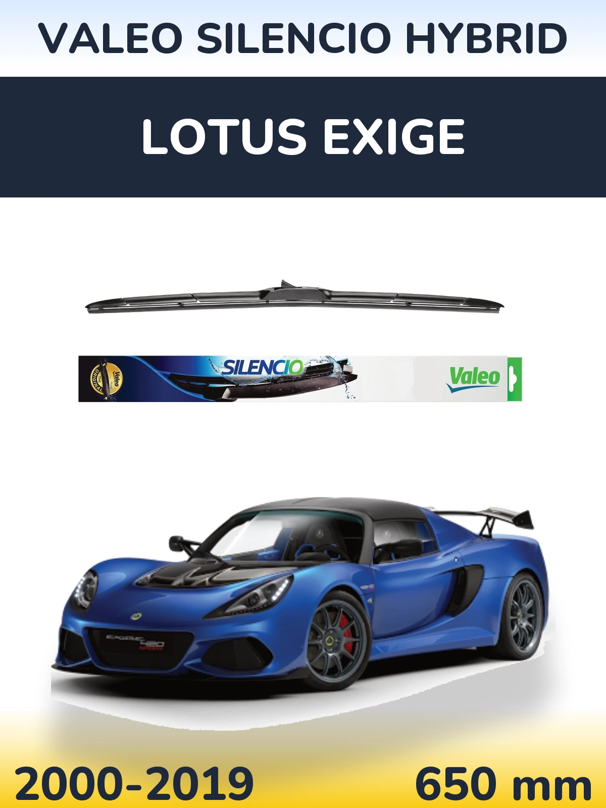 Přední stěrač Valeo Silencio Hybrid 650 mm pro Lotus Exige 2000-2019