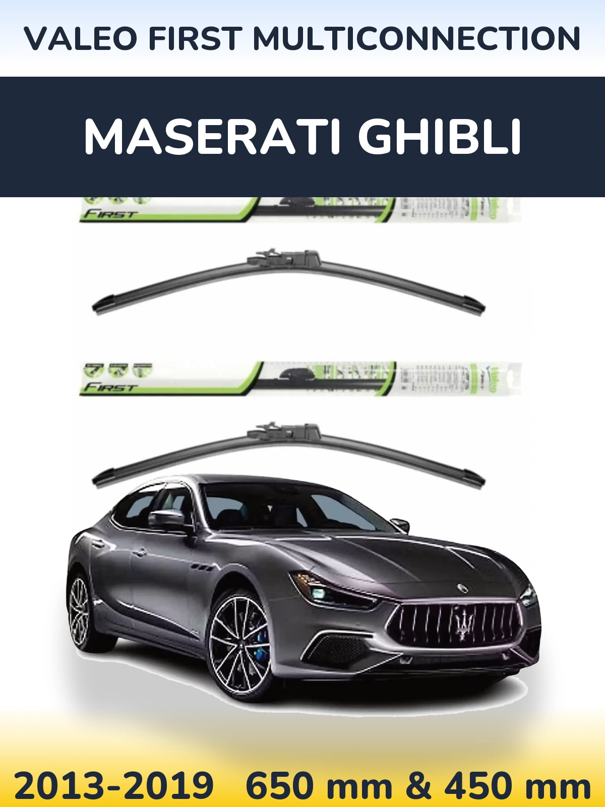 Sada předních stěračů Valeo First MultiConnection 650 a 450 mm pro Maserati Ghibli 2013-2019
