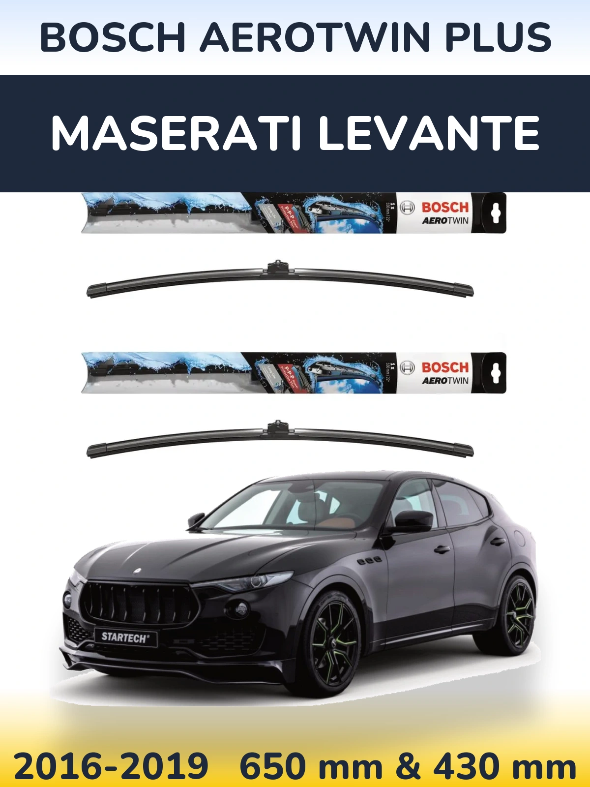 Sada předních stěračů BOSCH AeroTwin Plus 650 a 430 mm pro Maserati Levante 2016-2019