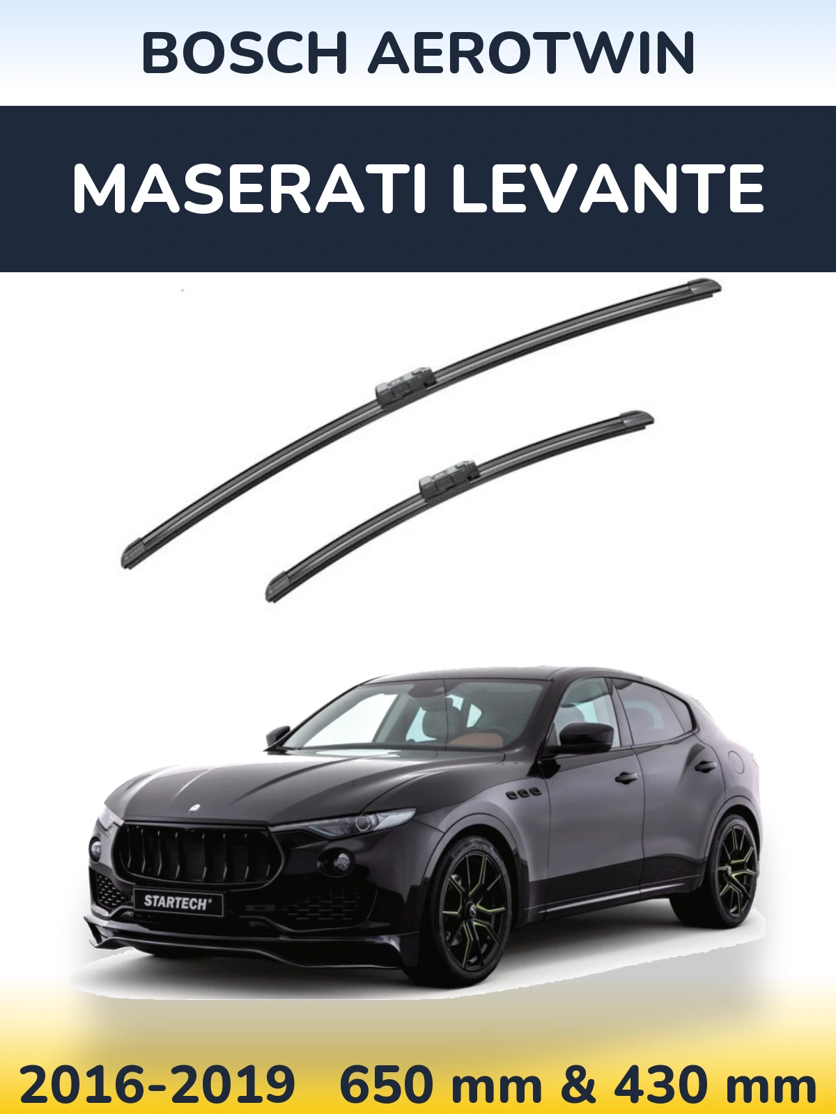 Sada předních stěračů BOSCH AeroTwin 650 a 430 mm pro Maserati Levante 2016-2019