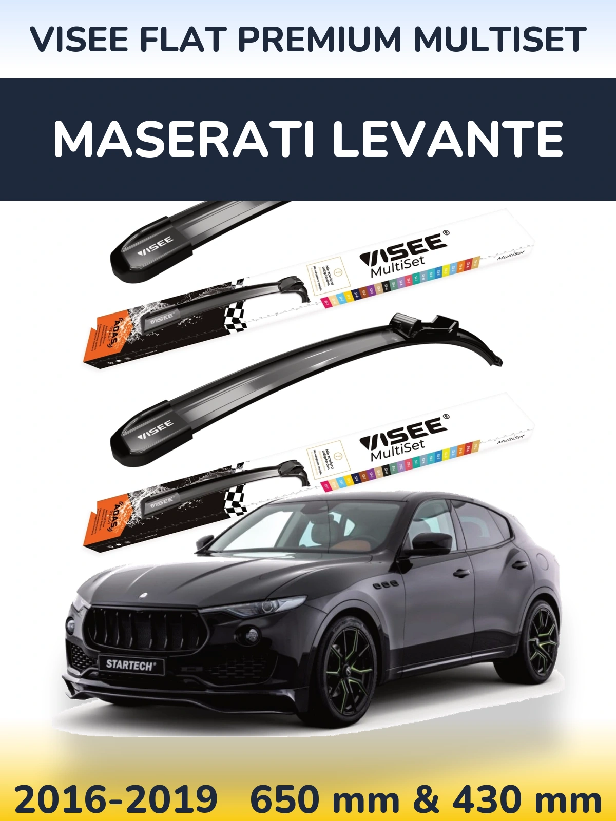 Sada předních stěračů VISEE FLAT PREMIUM MultiSet 650 a 430 mm pro Maserati Levante 2016-2019