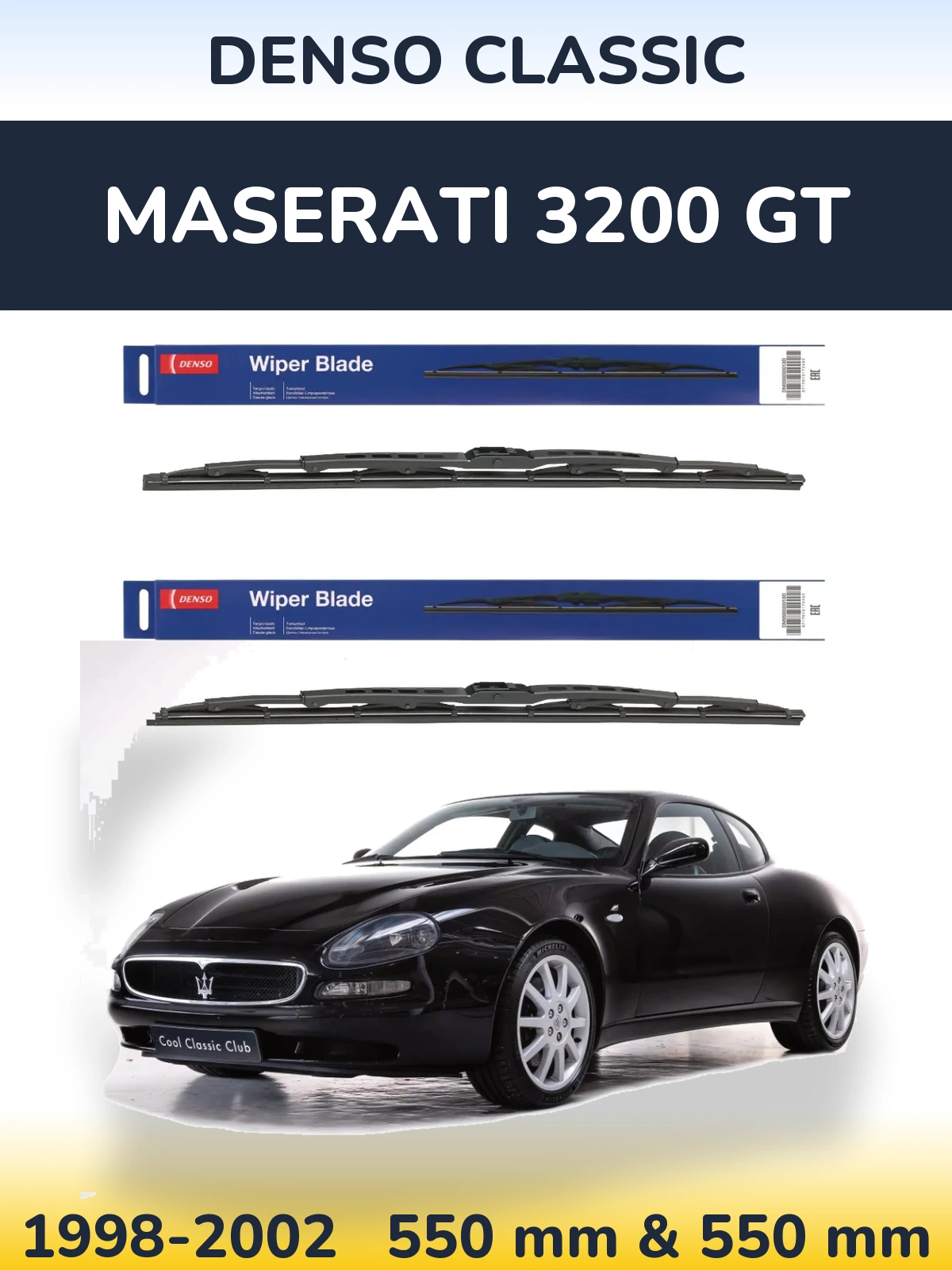 Комплект передніх щіток Denso Classic 550 & 550 мм для Maserati 3200 GT 1998-2002