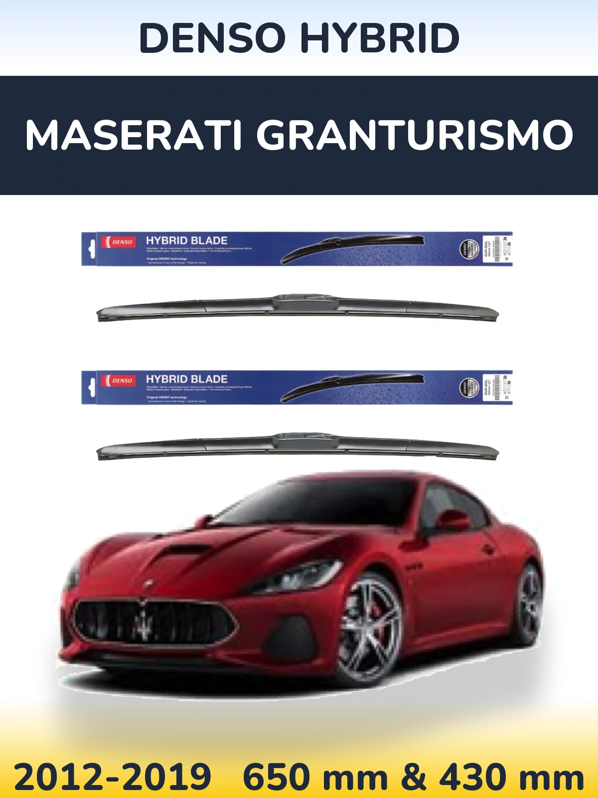 Комплект передніх щіток Denso Hybrid 650 & 430 мм для Maserati GranTurismo 2012-2019