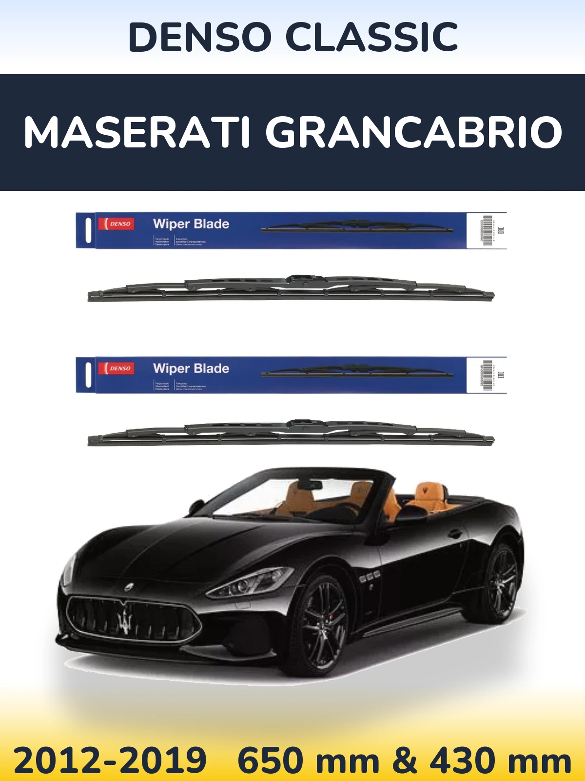 Sada předních stěračů Denso Classic 650 a 430 mm pro Maserati GranCabrio 2012-2019
