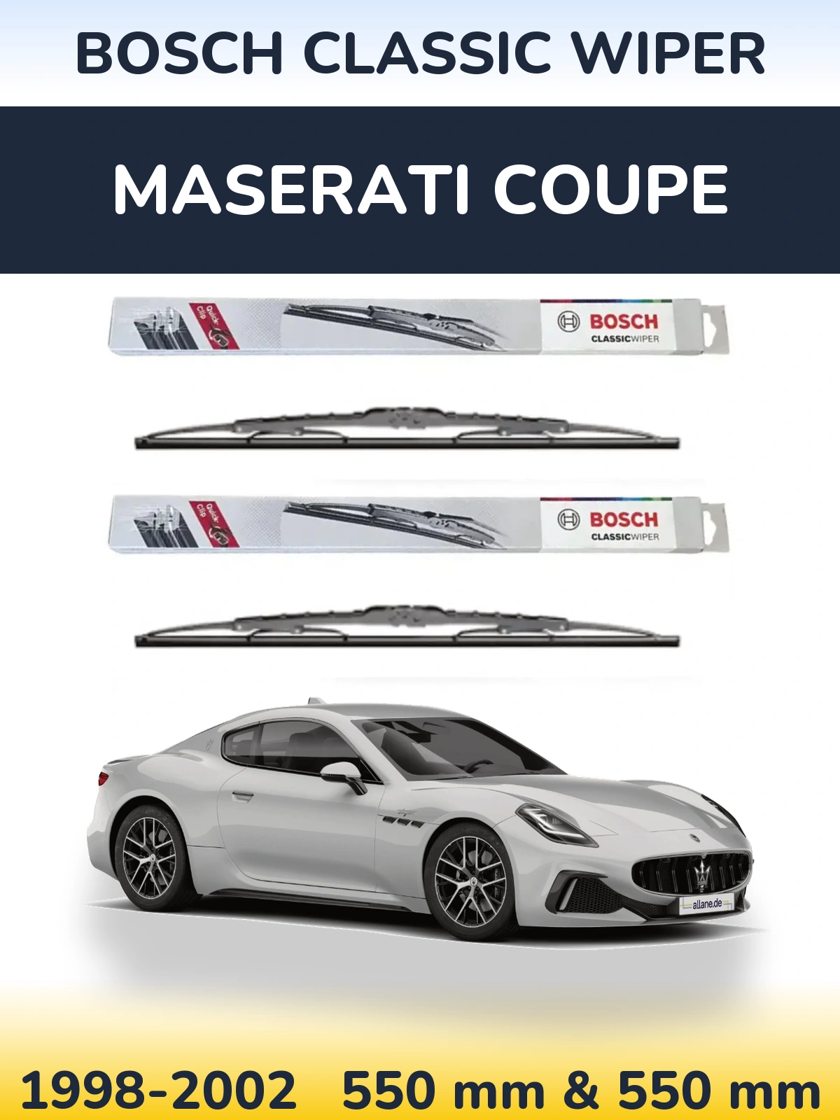 Sada předních stěračů BOSCH Classic Wiper 550 a 550 mm pro Maserati Coupe 1998-2002