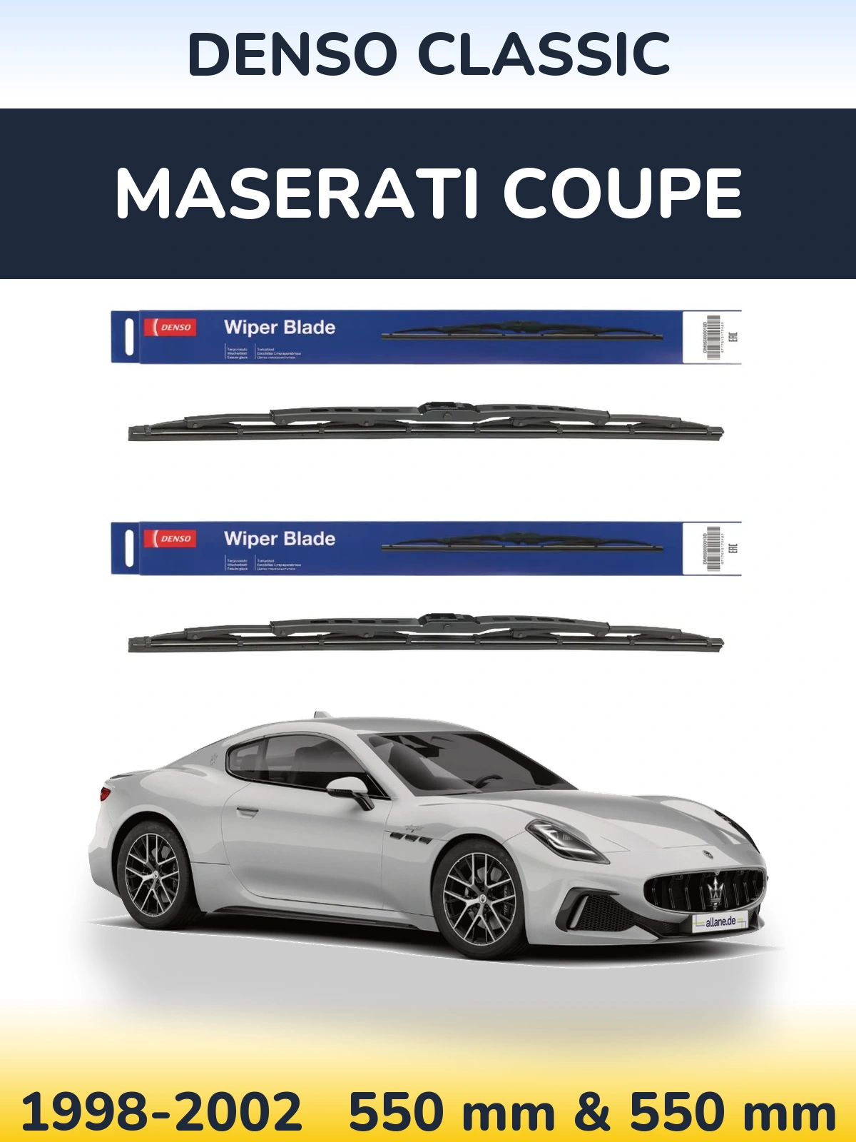 Комплект передних дворников Denso Classic 550 & 550 мм для Maserati Coupe 1998-2002