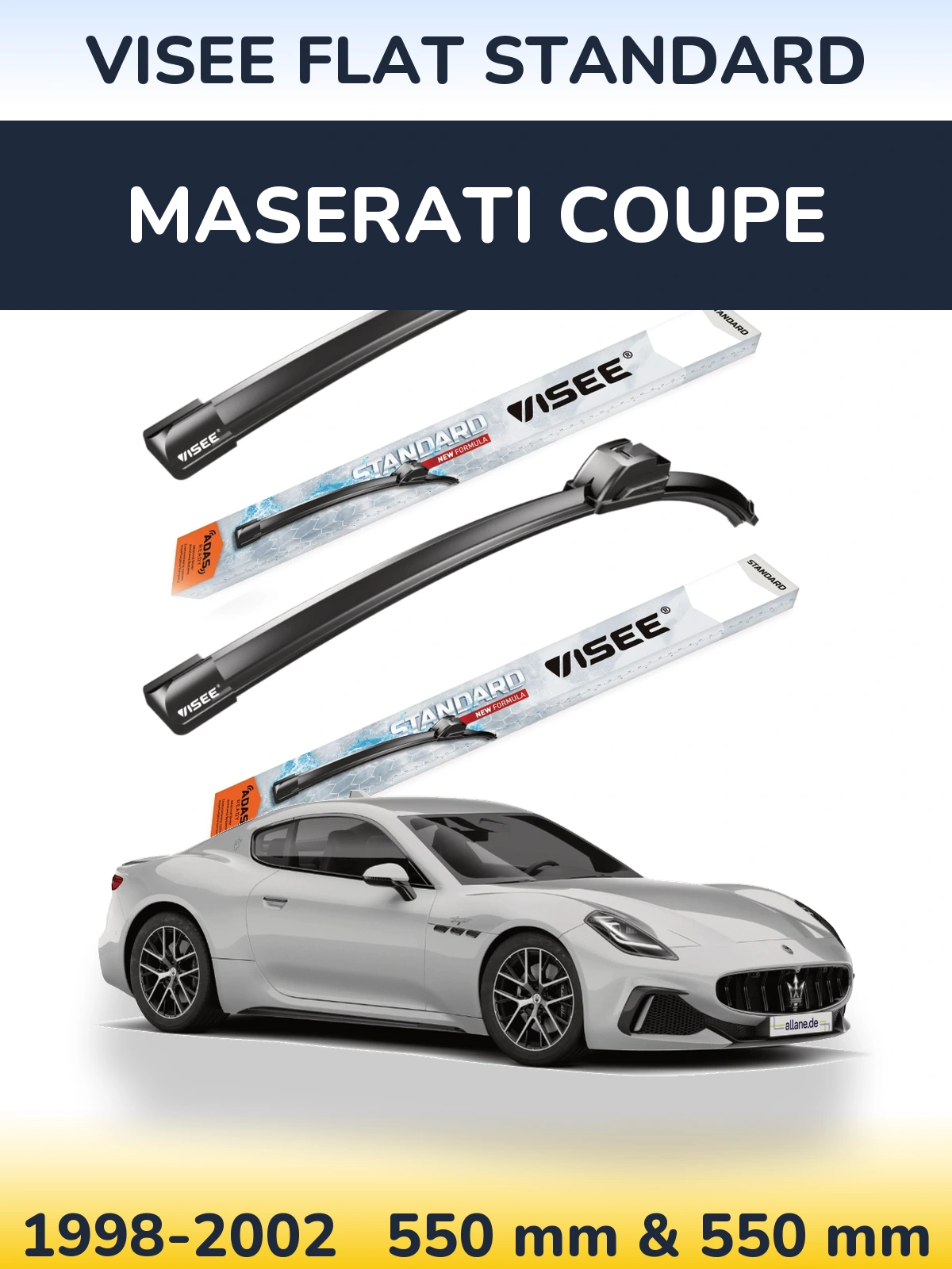 Sada předních stěračů VISEE FLAT STANDARD 550 a 550 mm pro Maserati Coupe 1998-2002