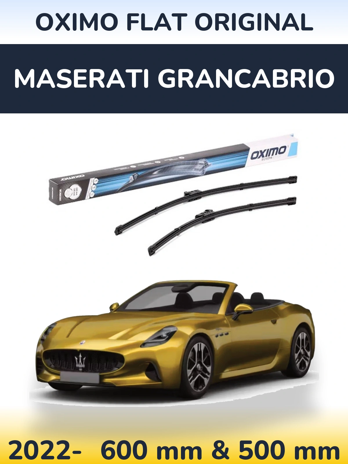 Sada předních stěračů Oximo Flat Original 600 a 500 mm pro Maserati GranCabrio 2022-2026