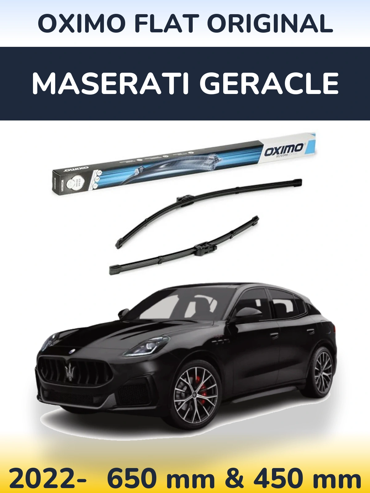 Sada předních stěračů Oximo Flat Original 650 a 450 mm pro Maserati Geracle 2022-2026