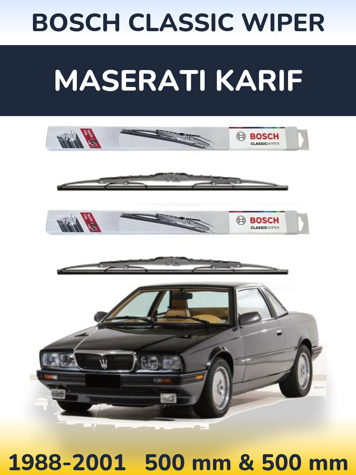 Sada předních stěračů BOSCH Classic Wiper 500 a 500 mm pro Maserati Karif 1988-2001