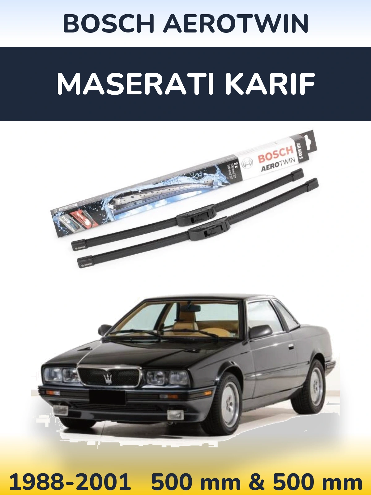 Комплект передніх щіток BOSCH AeroTwin 500 & 500 мм для Maserati Karif 1988-2001