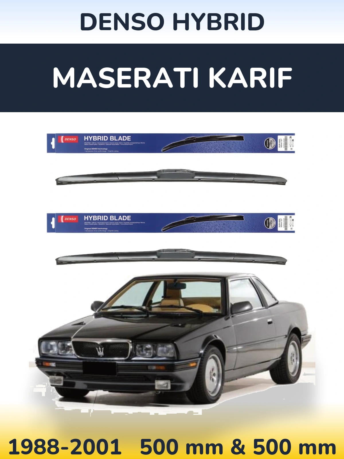 Комплект передніх щіток Denso Hybrid 500 & 500 мм для Maserati Karif 1988-2001