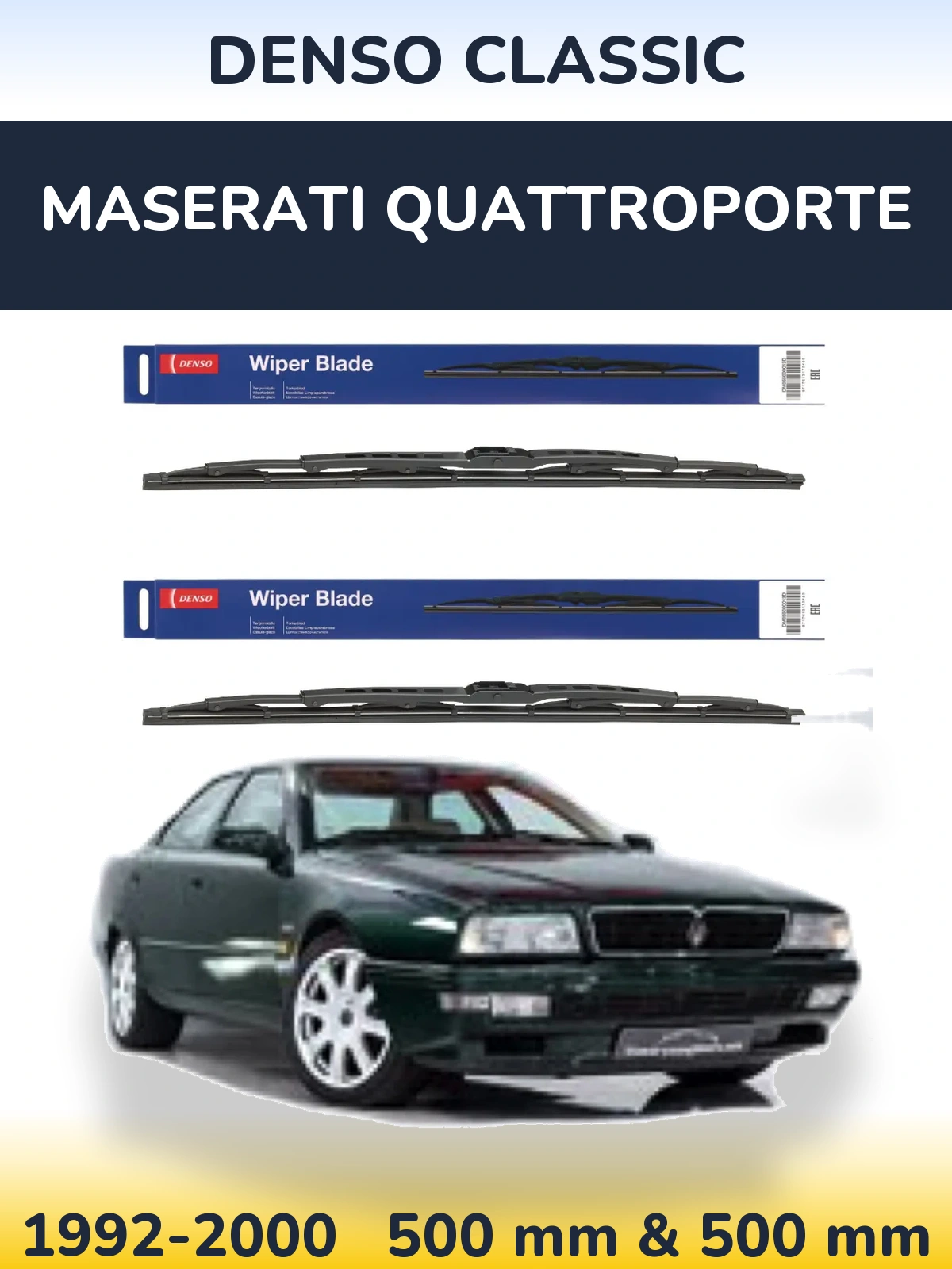 Sada předních stěračů Denso Classic 500 a 500 mm pro Maserati Quattroporte 1992-2000