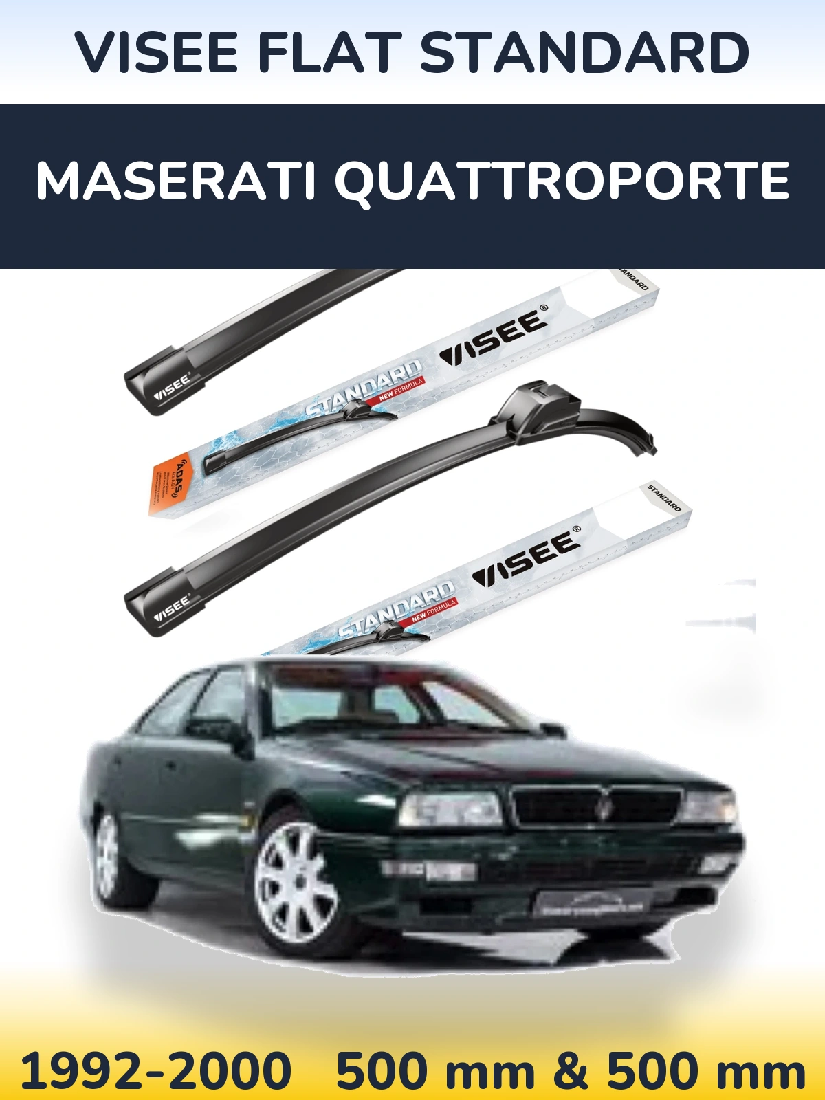 Sada předních stěračů VISEE FLAT STANDARD 500 a 500 mm pro Maserati Quattroporte 1992-2000