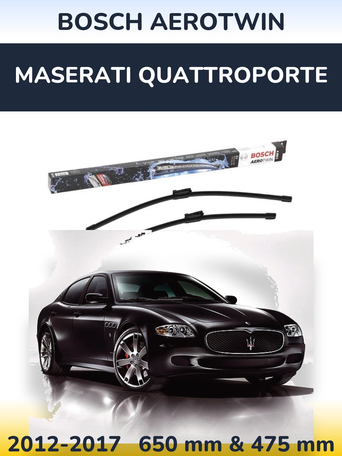 Sada předních stěračů BOSCH AeroTwin 650 a 475 mm pro Maserati Quattroporte 2012-2017