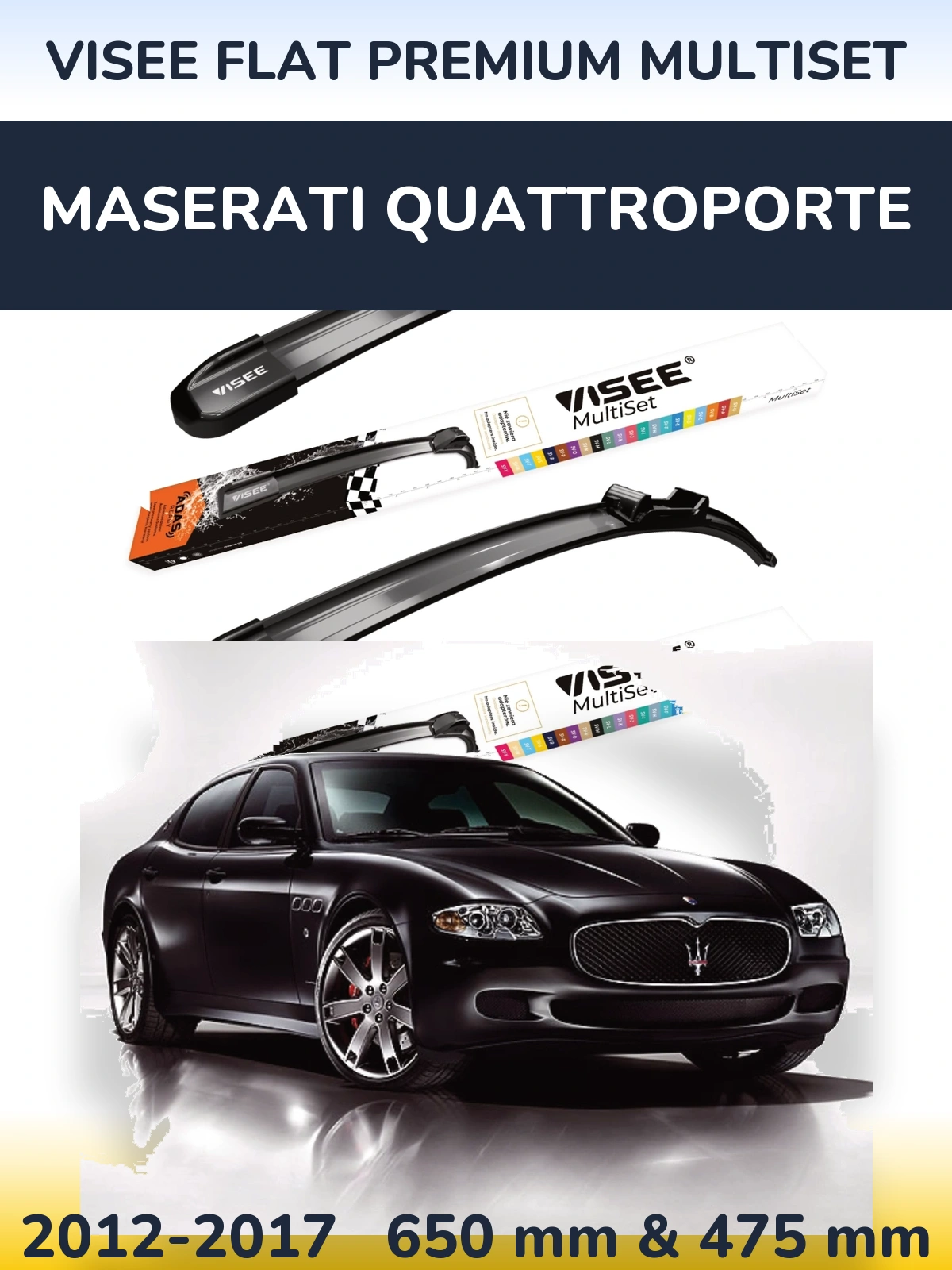 Sada předních stěračů VISEE FLAT PREMIUM MultiSet 650 a 475 mm pro Maserati Quattroporte 2012-2017
