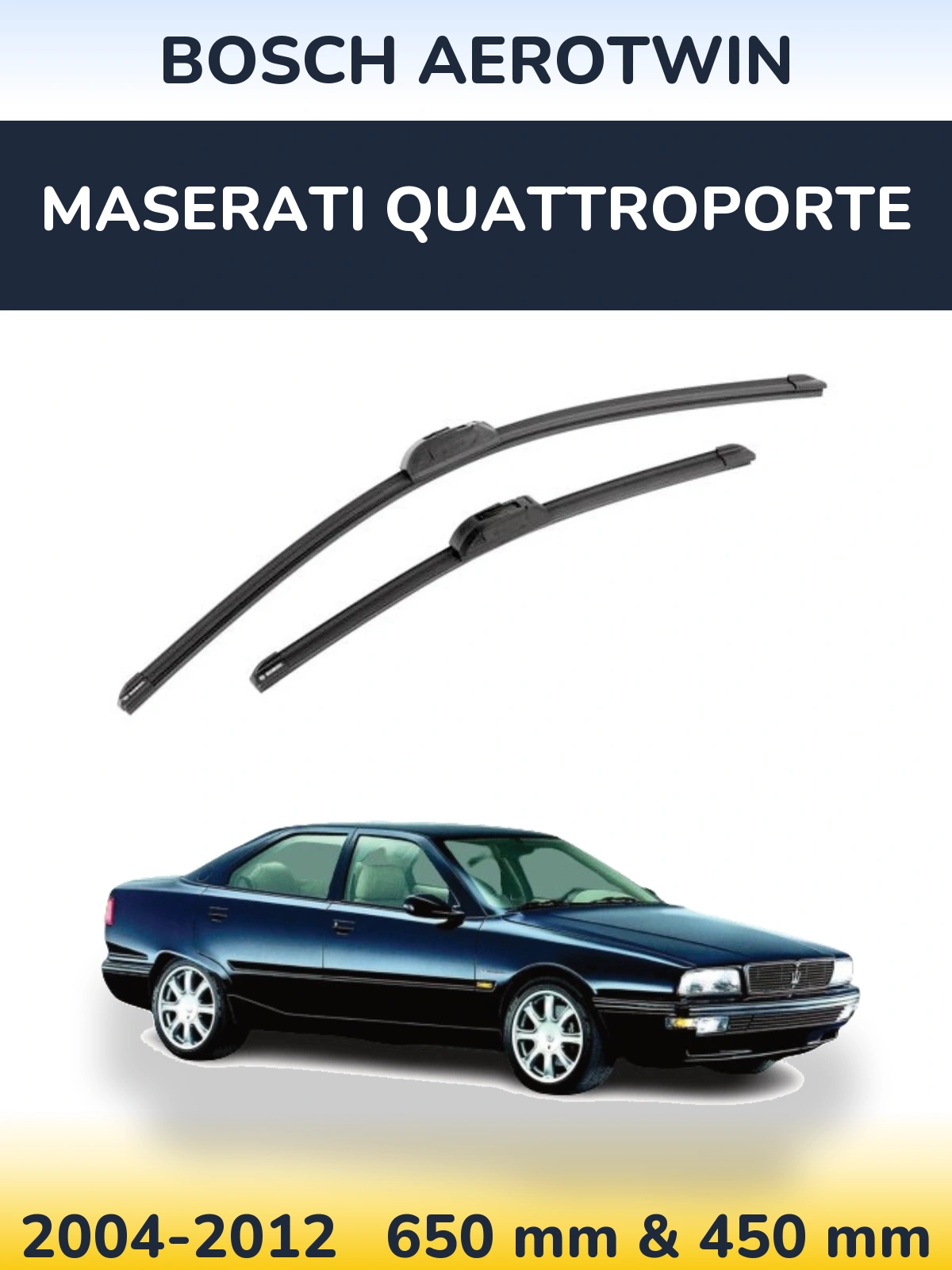 Sada předních stěračů BOSCH AeroTwin 650 a 450 mm pro Maserati Quattroporte 2004-2012