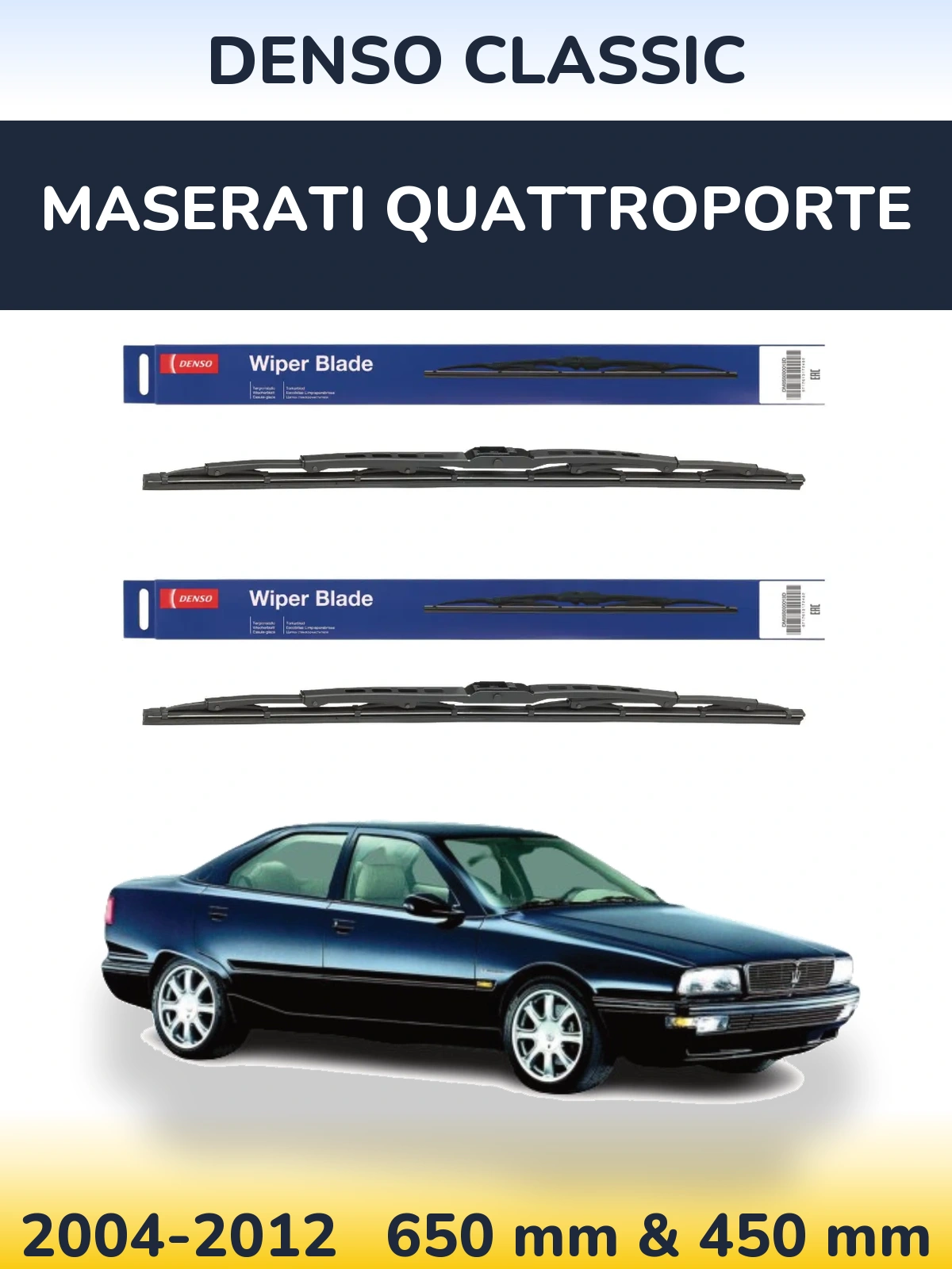 Sada předních stěračů Denso Classic 650 a 450 mm pro Maserati Quattroporte 2004-2012