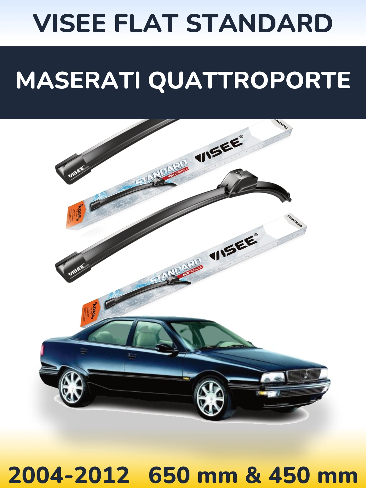 Sada předních stěračů VISEE FLAT STANDARD 650 a 450 mm pro Maserati Quattroporte 2004-2012