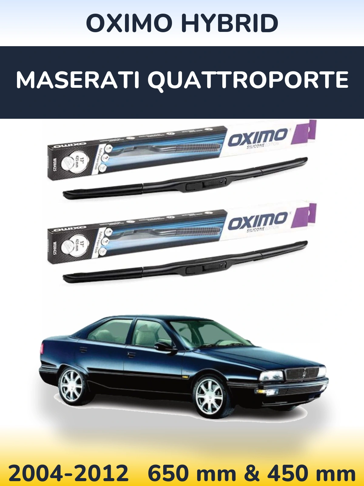 Комплект передніх щіток Oximo Hybrid 650 & 450 мм для Maserati Quattroporte 2004-2012