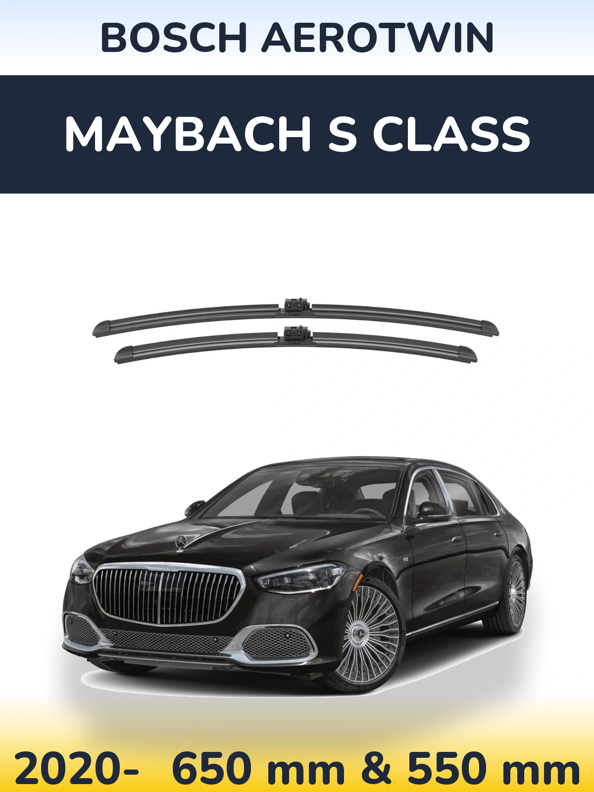 Sada předních stěračů BOSCH AeroTwin 650 a 550 mm pro Maybach S Class 2020-2026