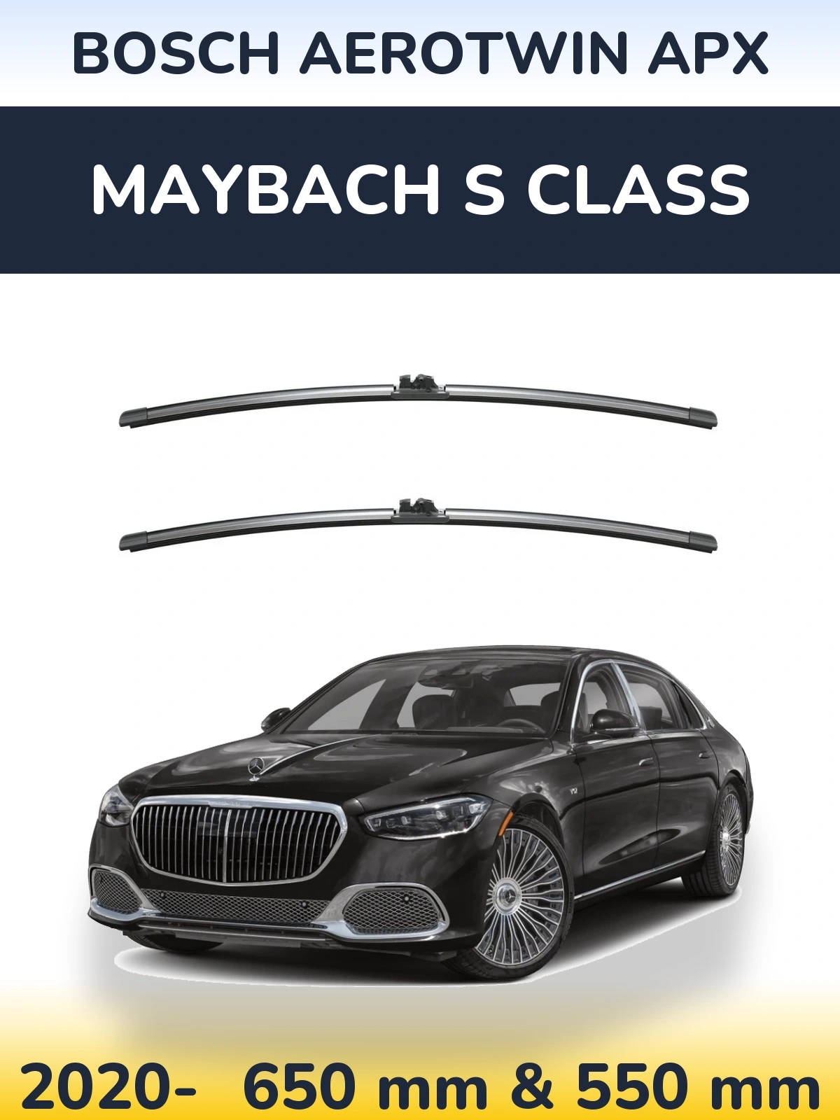 Sada předních stěračů BOSCH AeroTwin APX 650 a 550 mm pro Maybach S Class 2020-2026