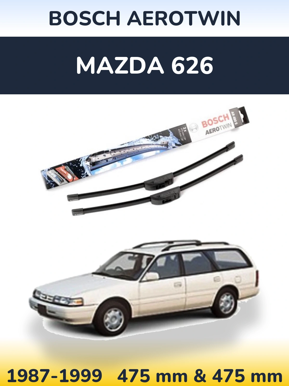 Sada předních stěračů BOSCH AeroTwin 475 a 475 mm pro Mazda 626 1987-1999