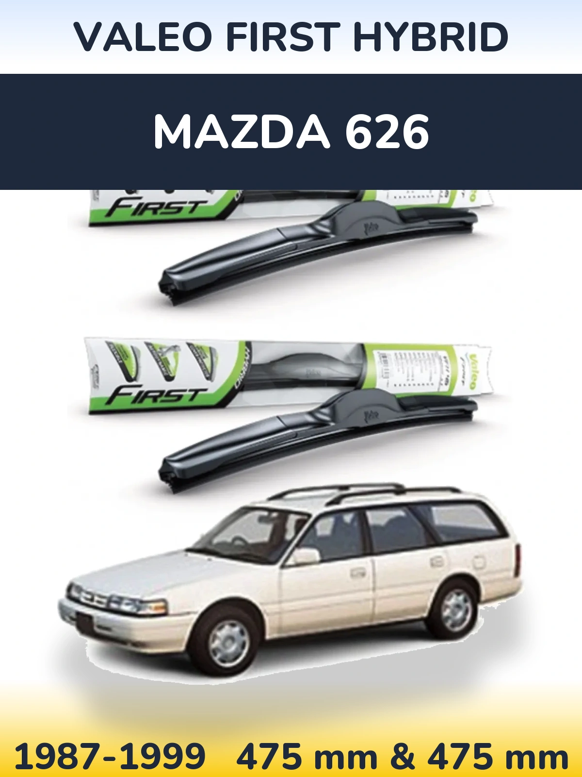 Sada předních stěračů Valeo First Hybrid 475 a 475 mm pro Mazda 626 1987-1999