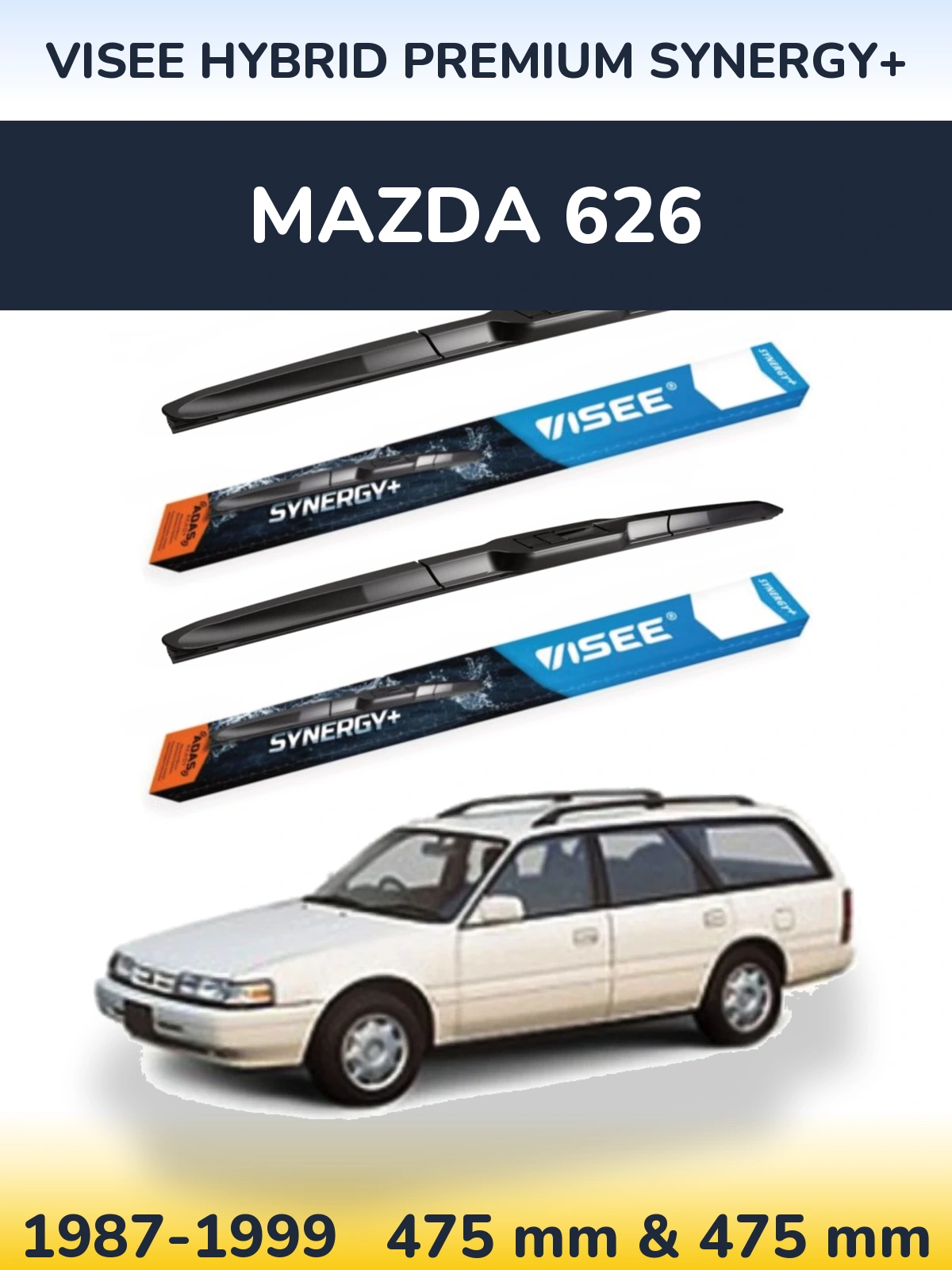 Sada předních stěračů VISEE HYBRID PREMIUM SYNERGY+ 475 a 475 mm pro Mazda 626 1987-1999