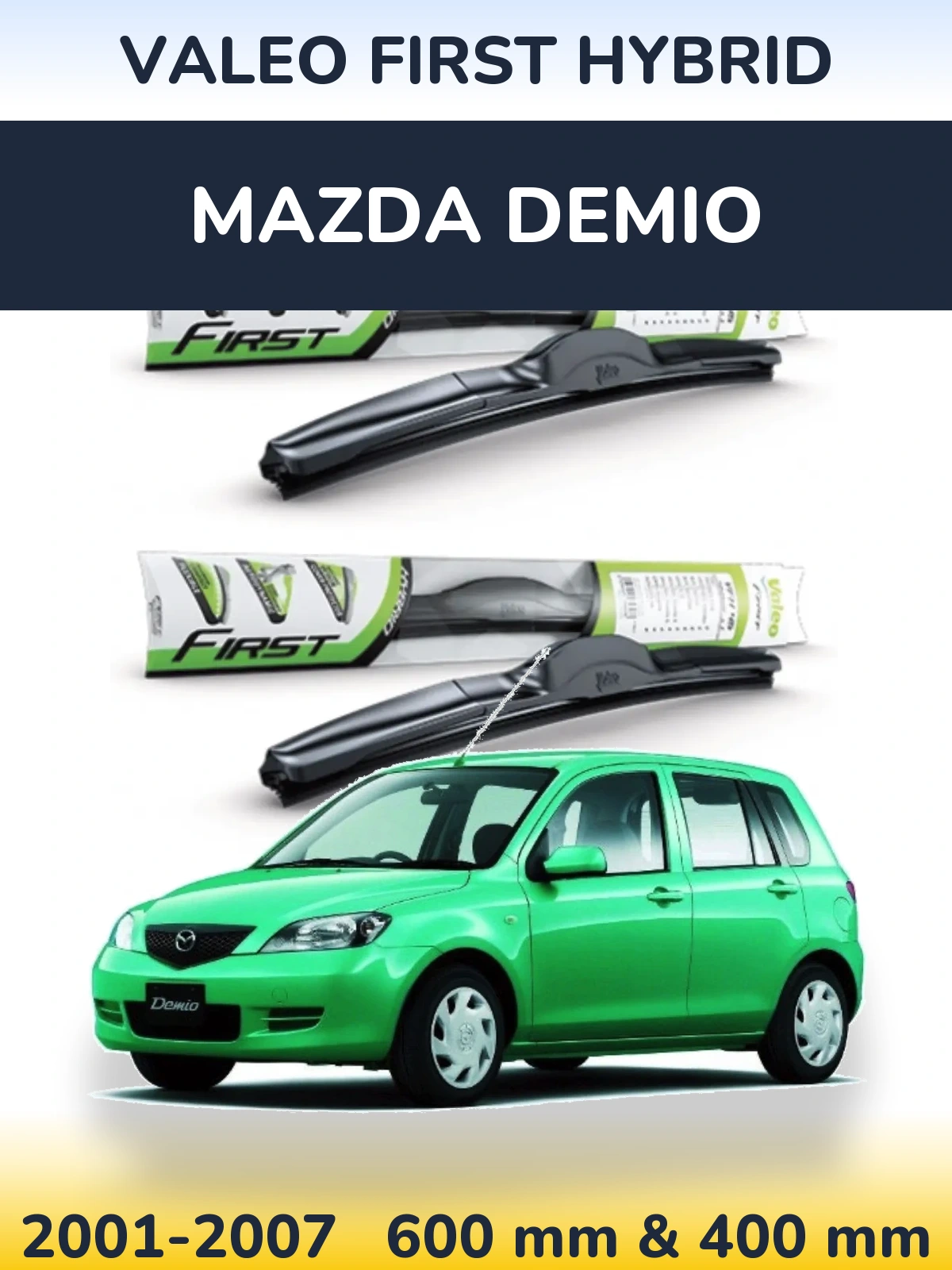 Sada předních stěračů Valeo First Hybrid 600 a 400 mm pro Mazda Demio 2001-2007