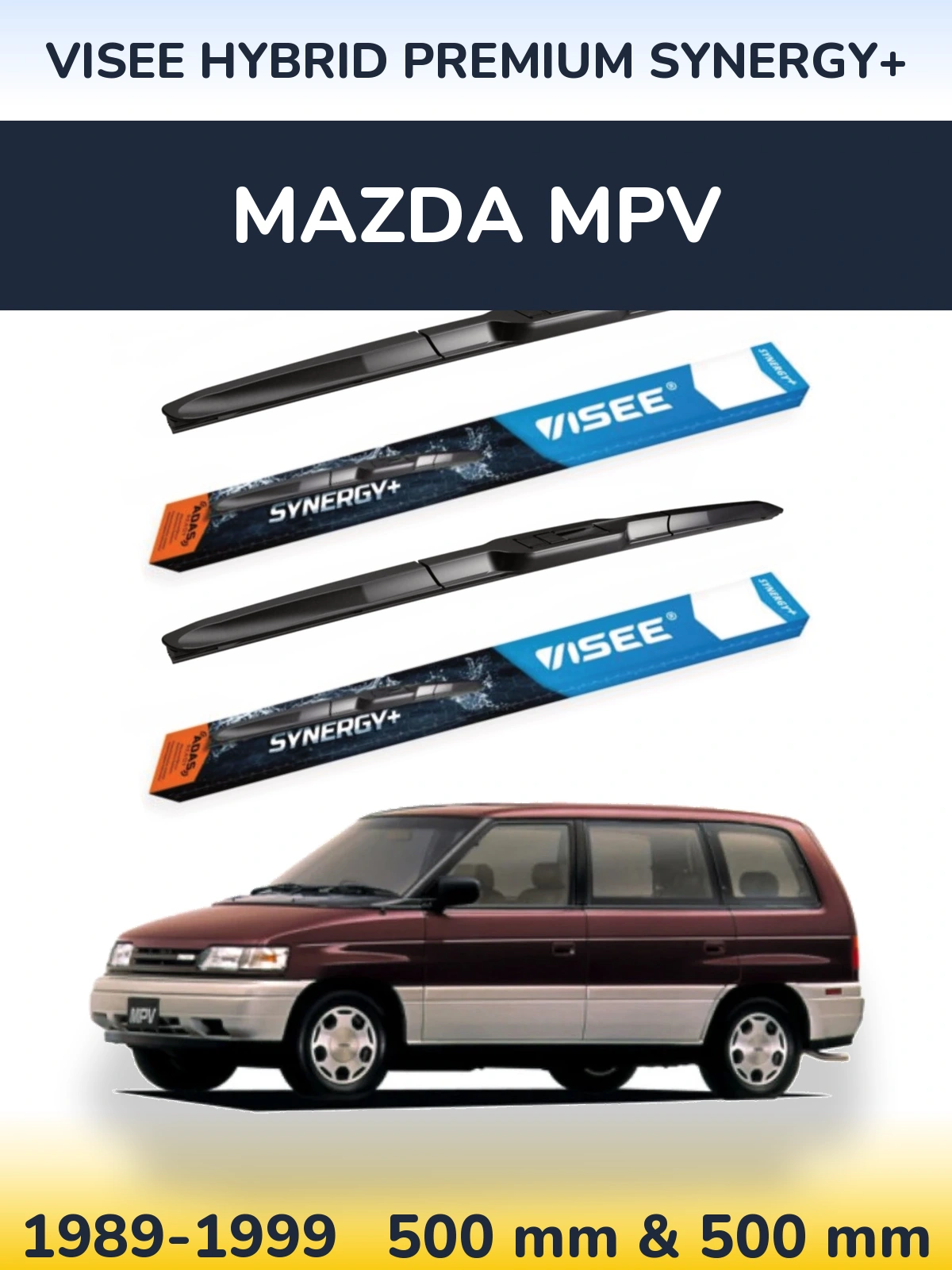 Sada předních stěračů VISEE HYBRID PREMIUM SYNERGY+ 500 a 500 mm pro Mazda MPV 1989-1999
