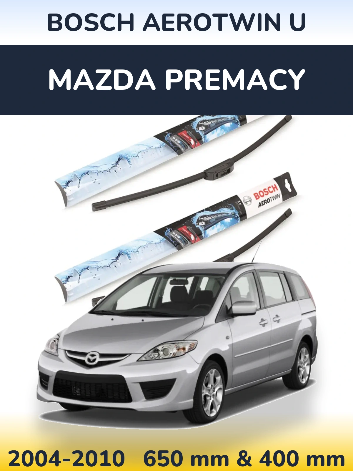 Комплект передніх щіток BOSCH AeroTwin U 650 & 400 мм для Mazda Premacy 2004-2010