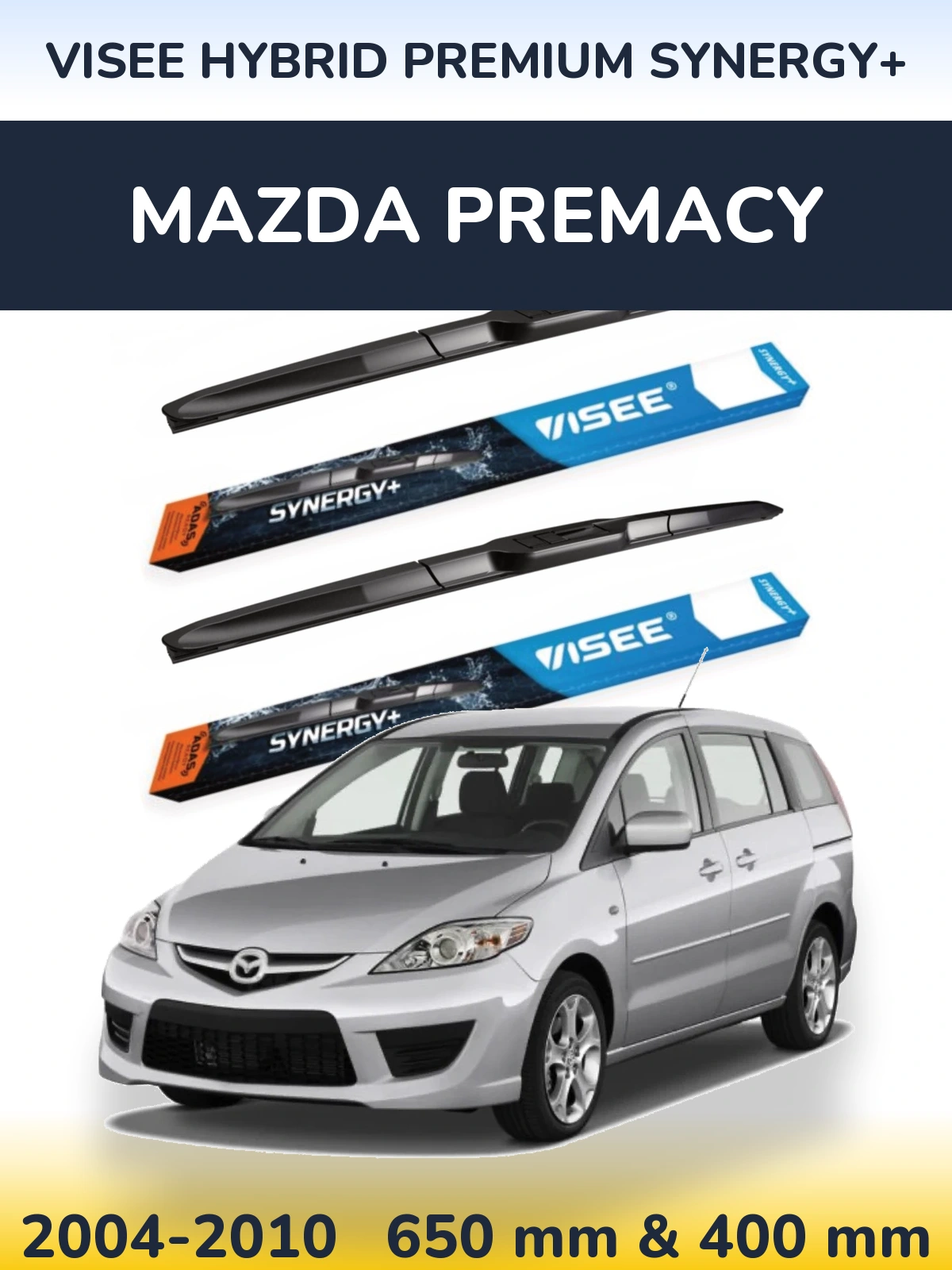 Sada předních stěračů VISEE HYBRID PREMIUM SYNERGY+ 650 a 400 mm pro Mazda Premacy 2004-2010